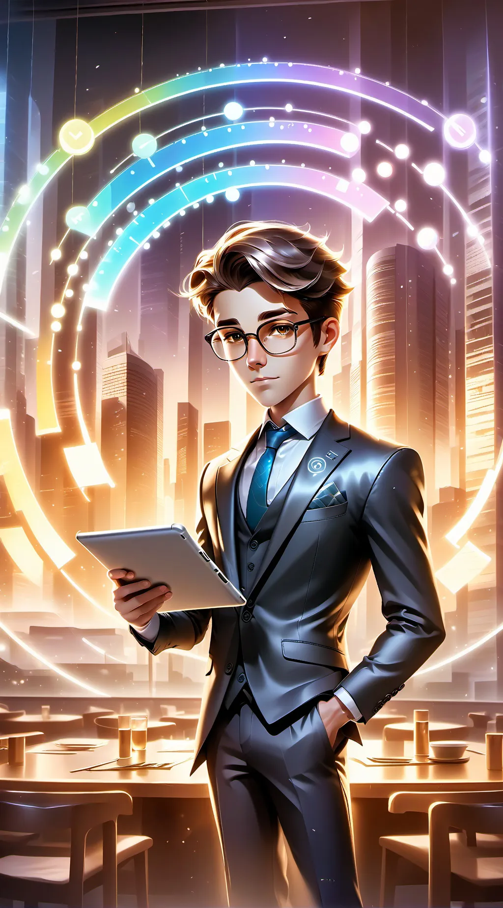 ai character: Tech Table Tycoon background
