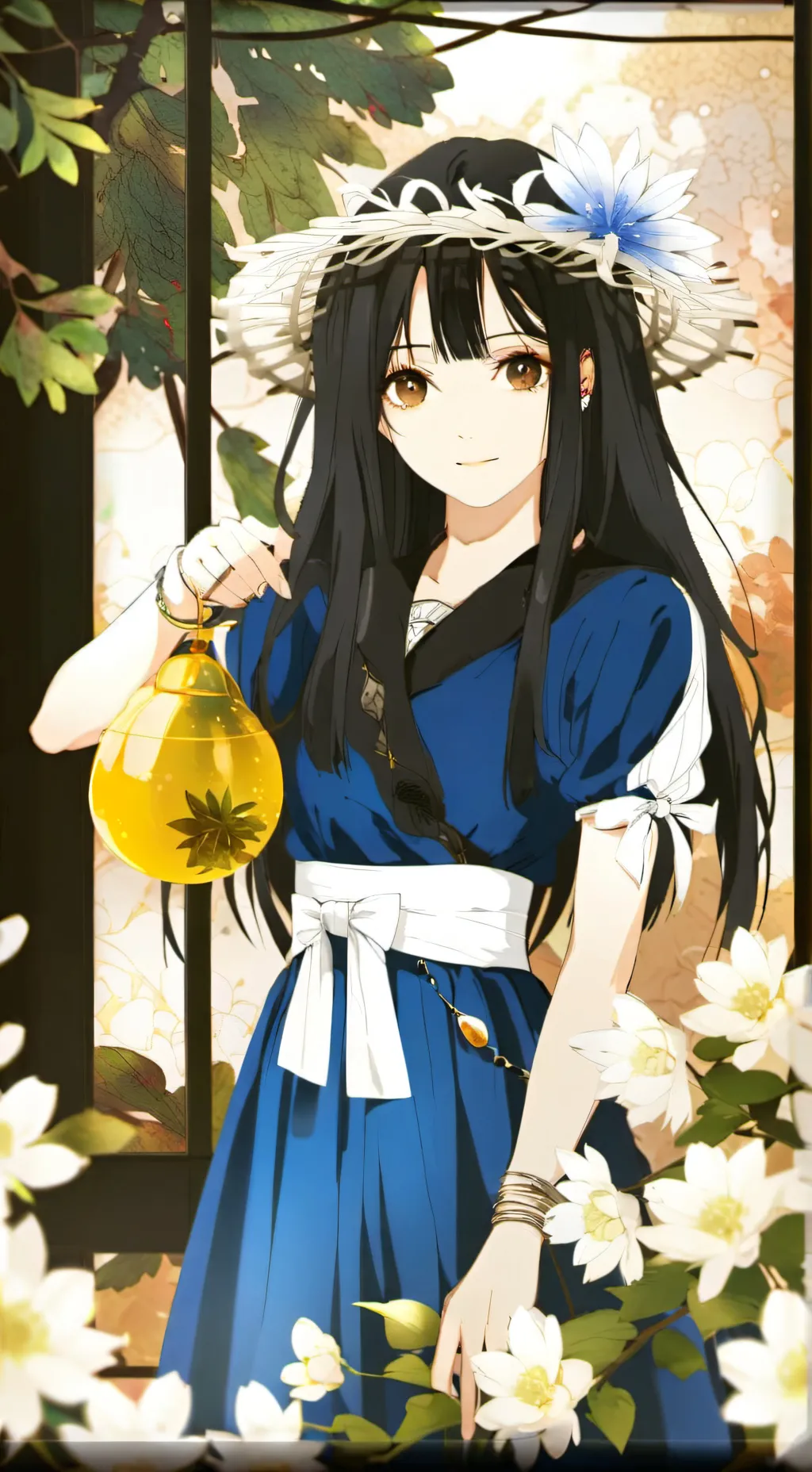 ai character: blue girl  background