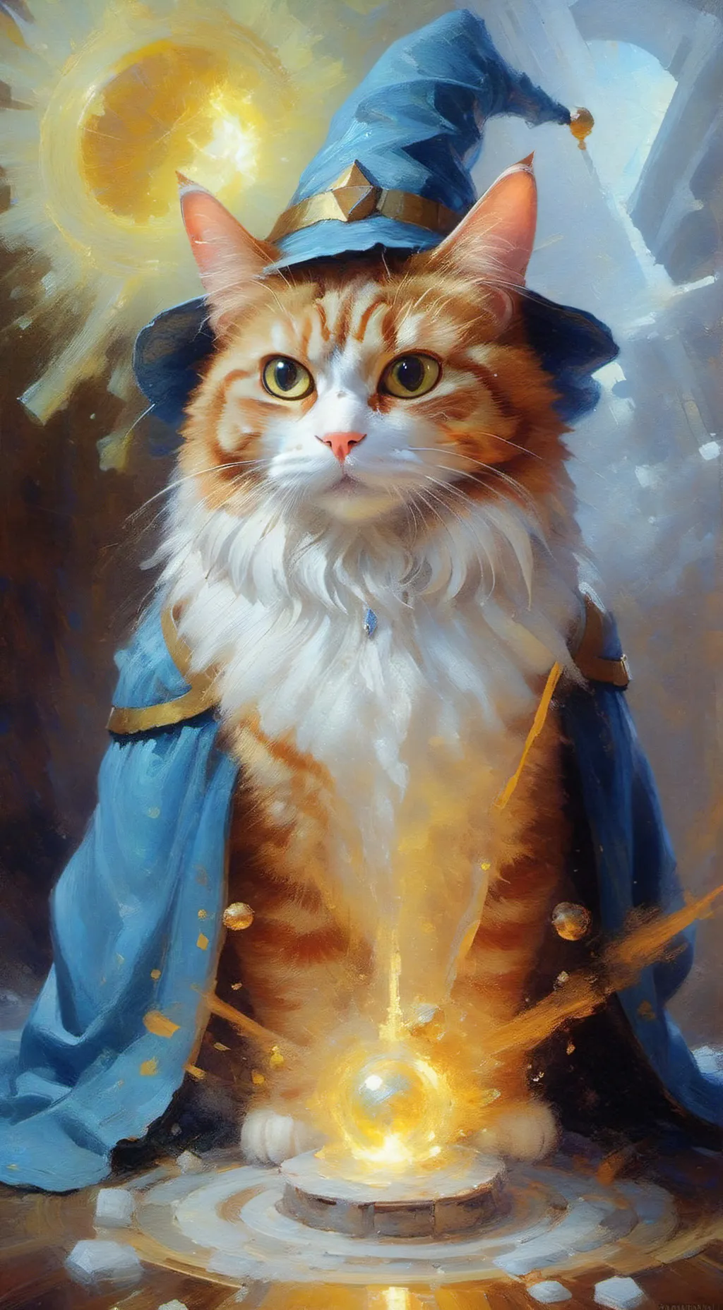 ai character: Wizard Cat background