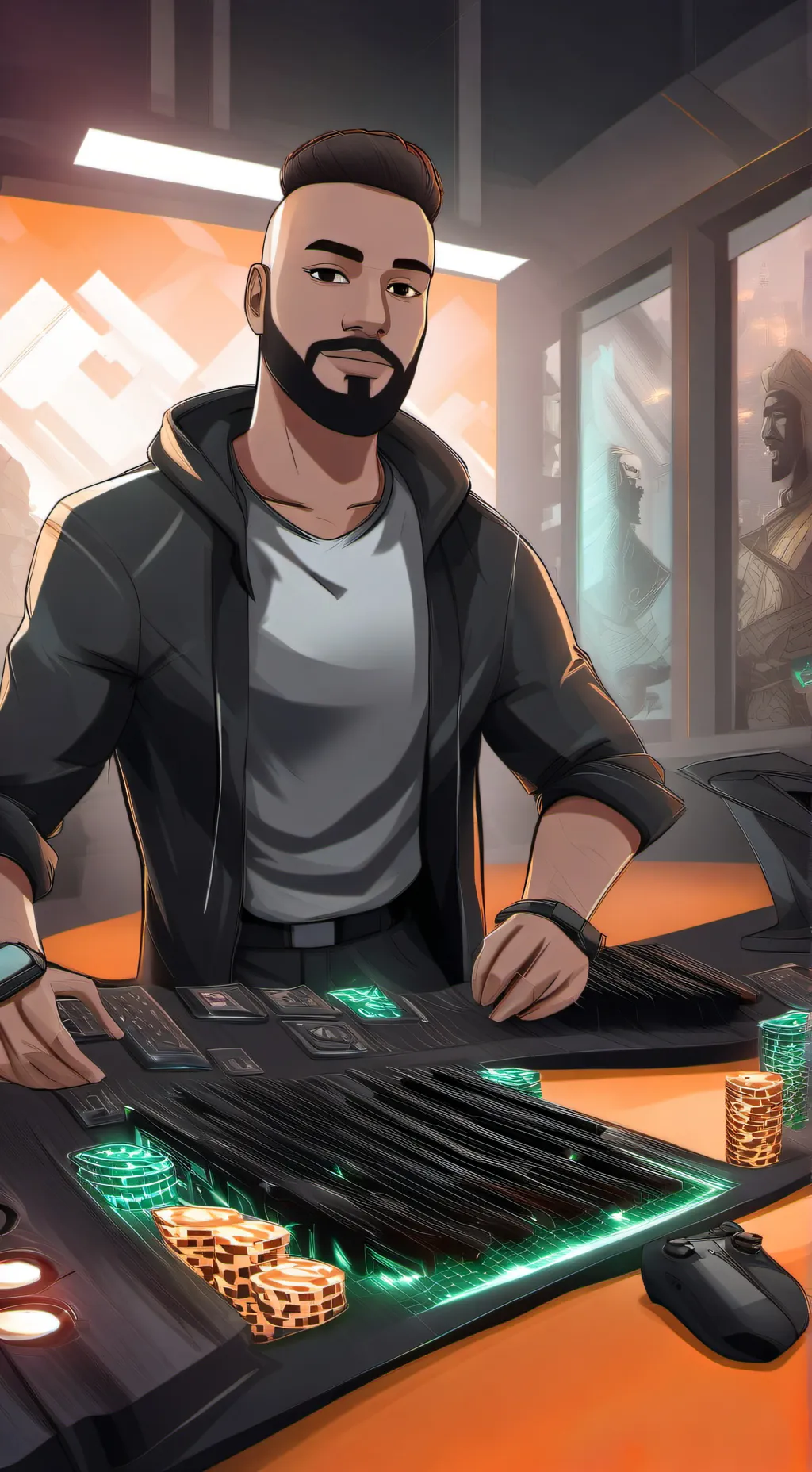 ai character: Gaming with kev  background