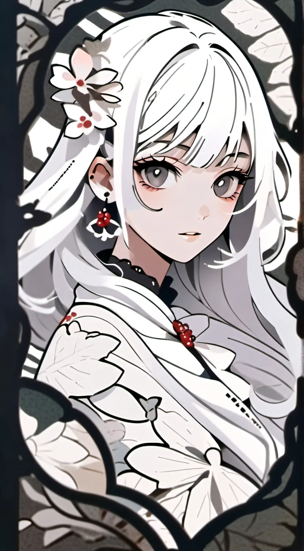 ai character: gray girl  background