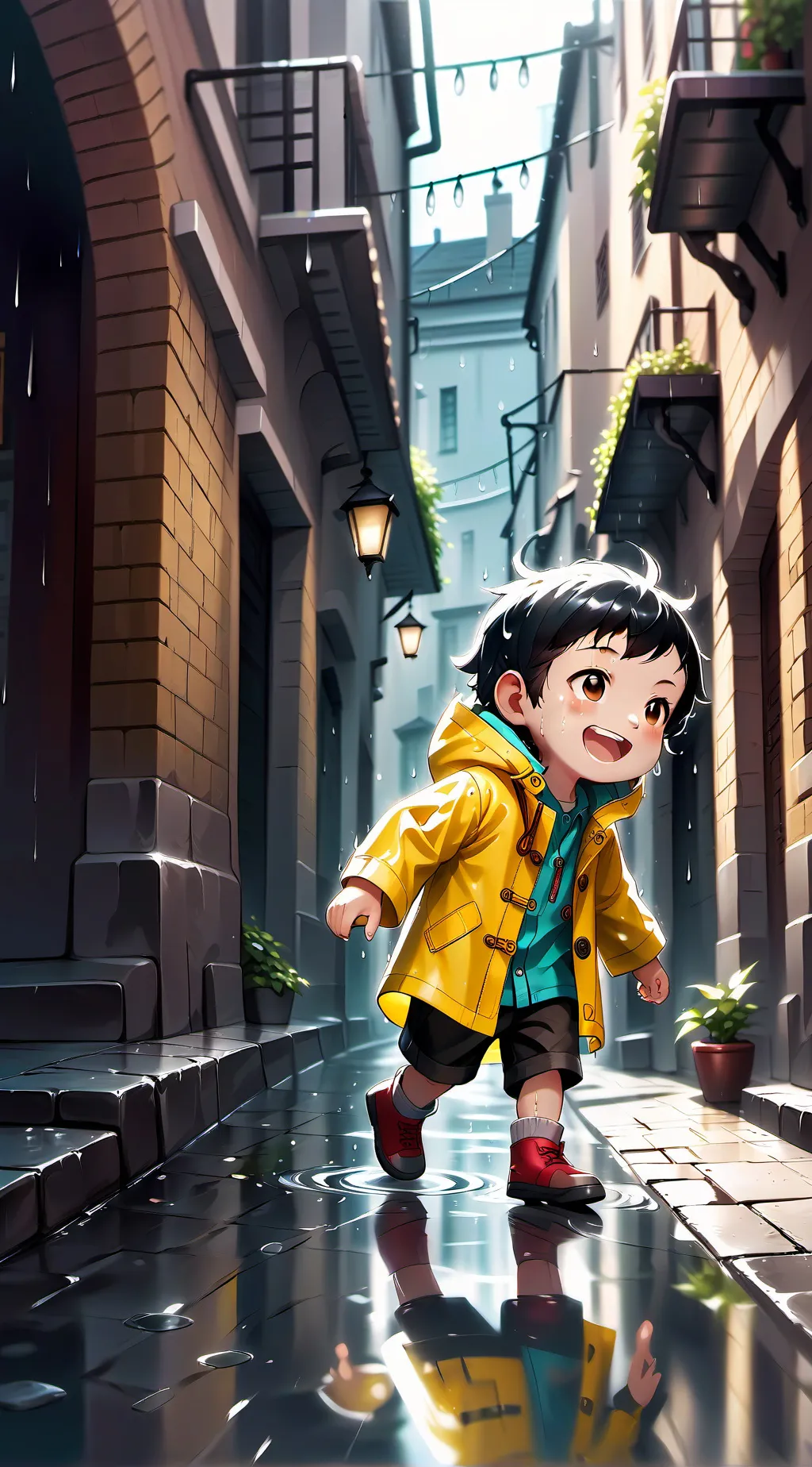 ai character: homeless toddler  background