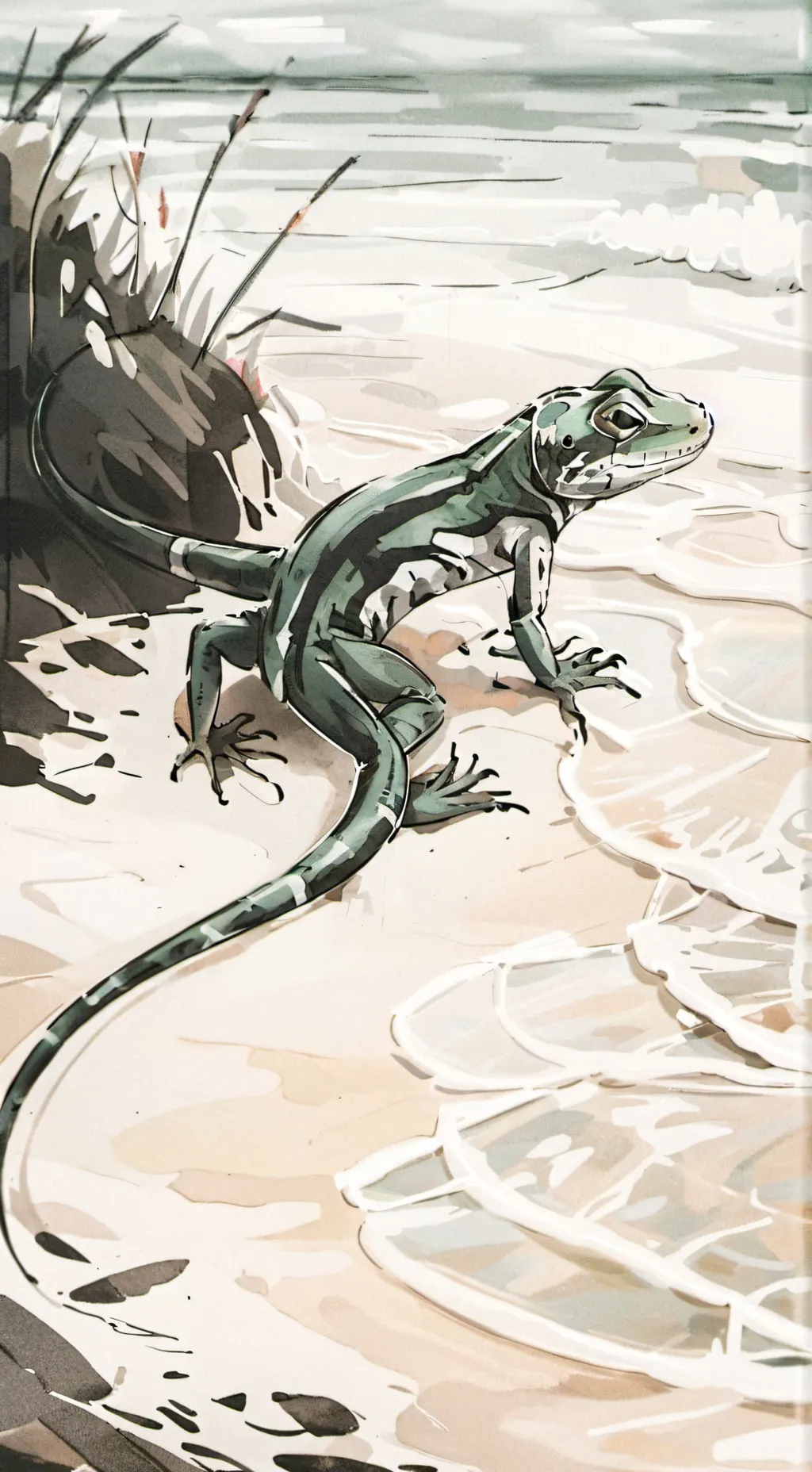 ai character: just a lizardbeach background