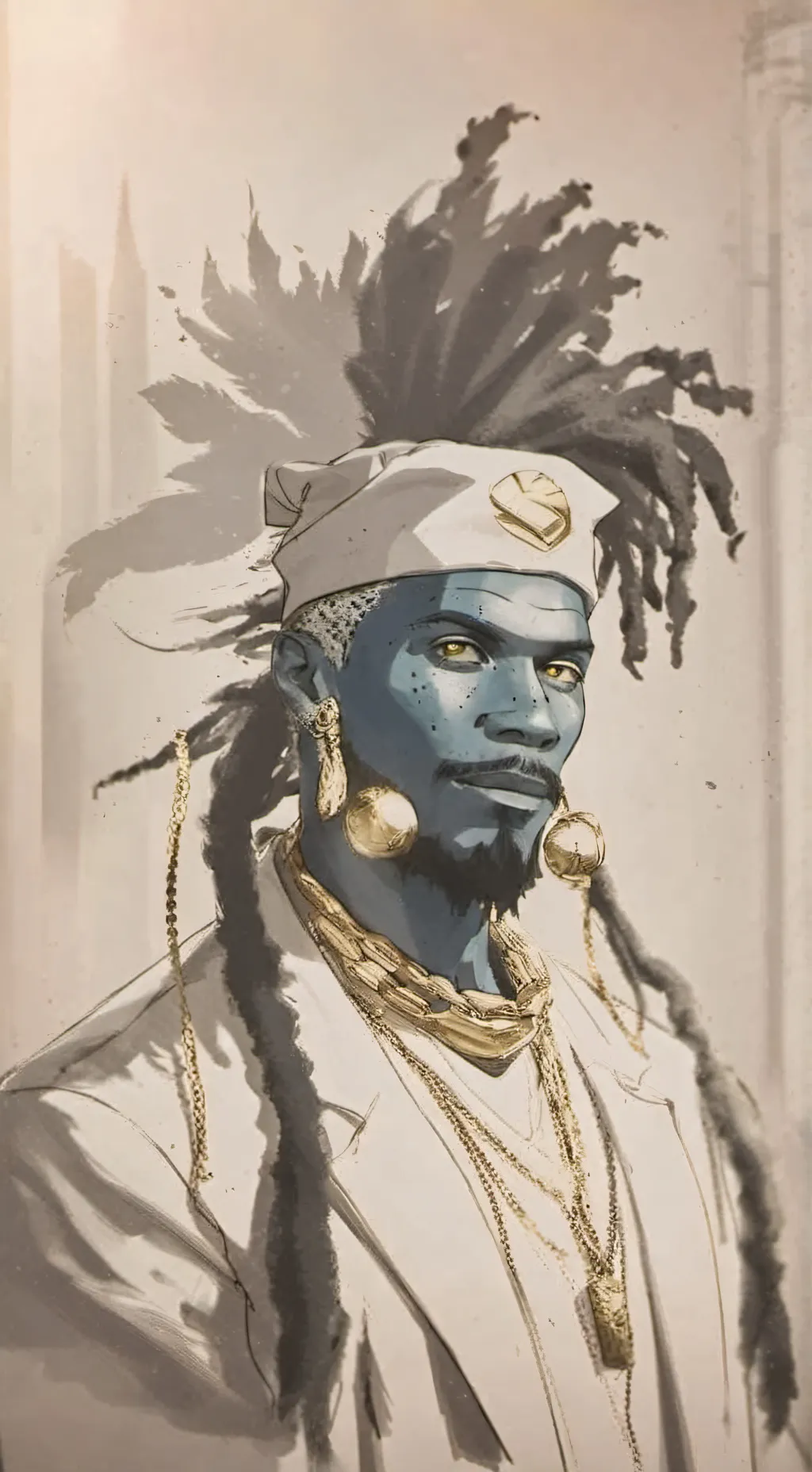 ai character: Del (Gorillaz) background