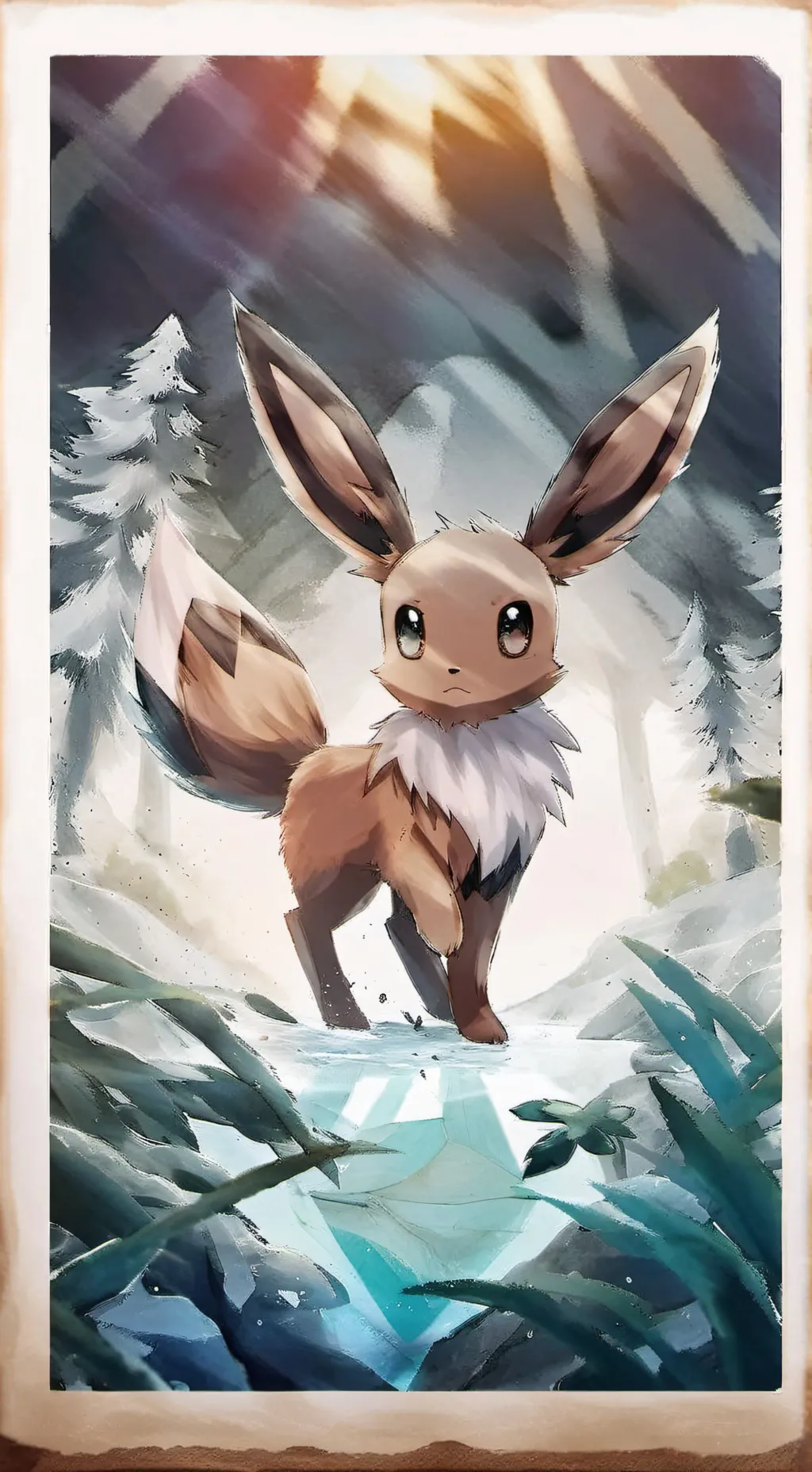 ai character: Eevee  background