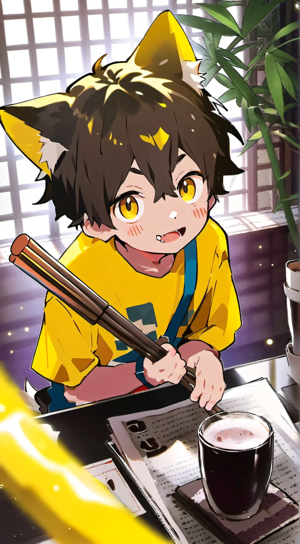 ai character: Gaturro humano background