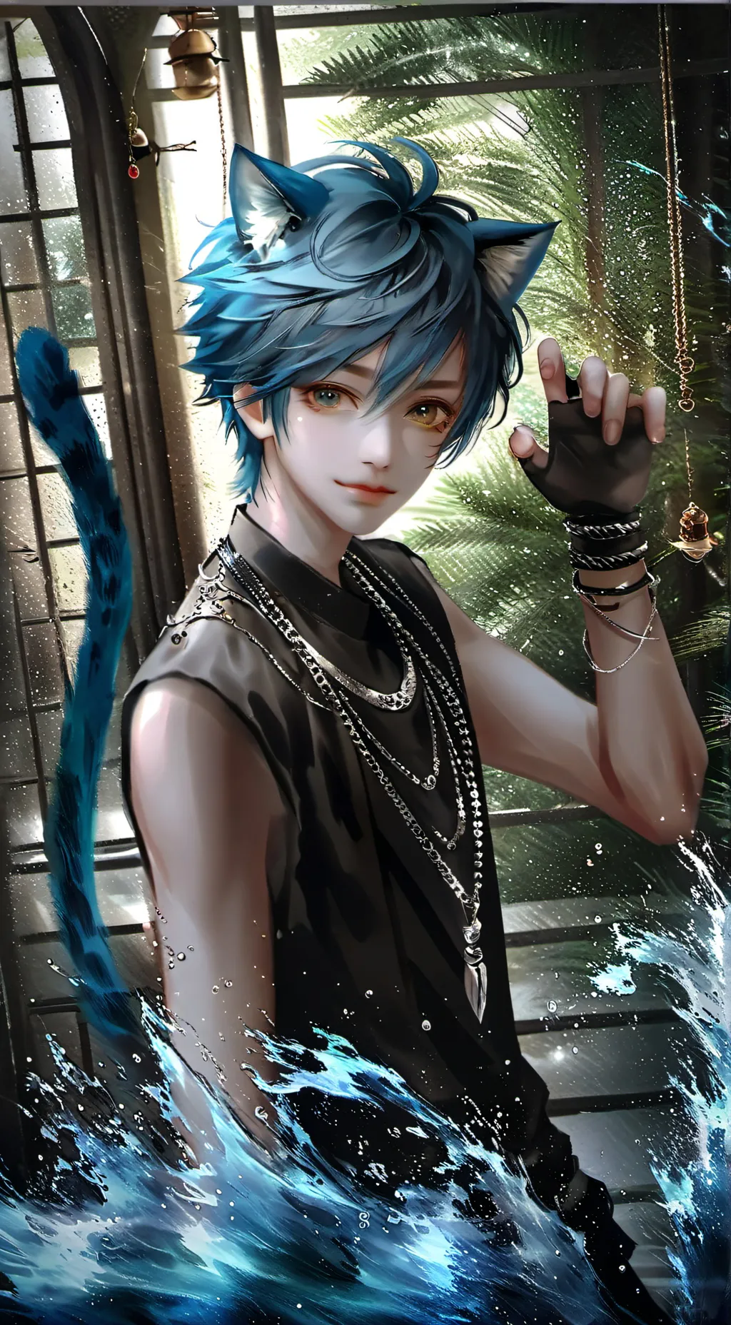 ai character: blue furry man xd background