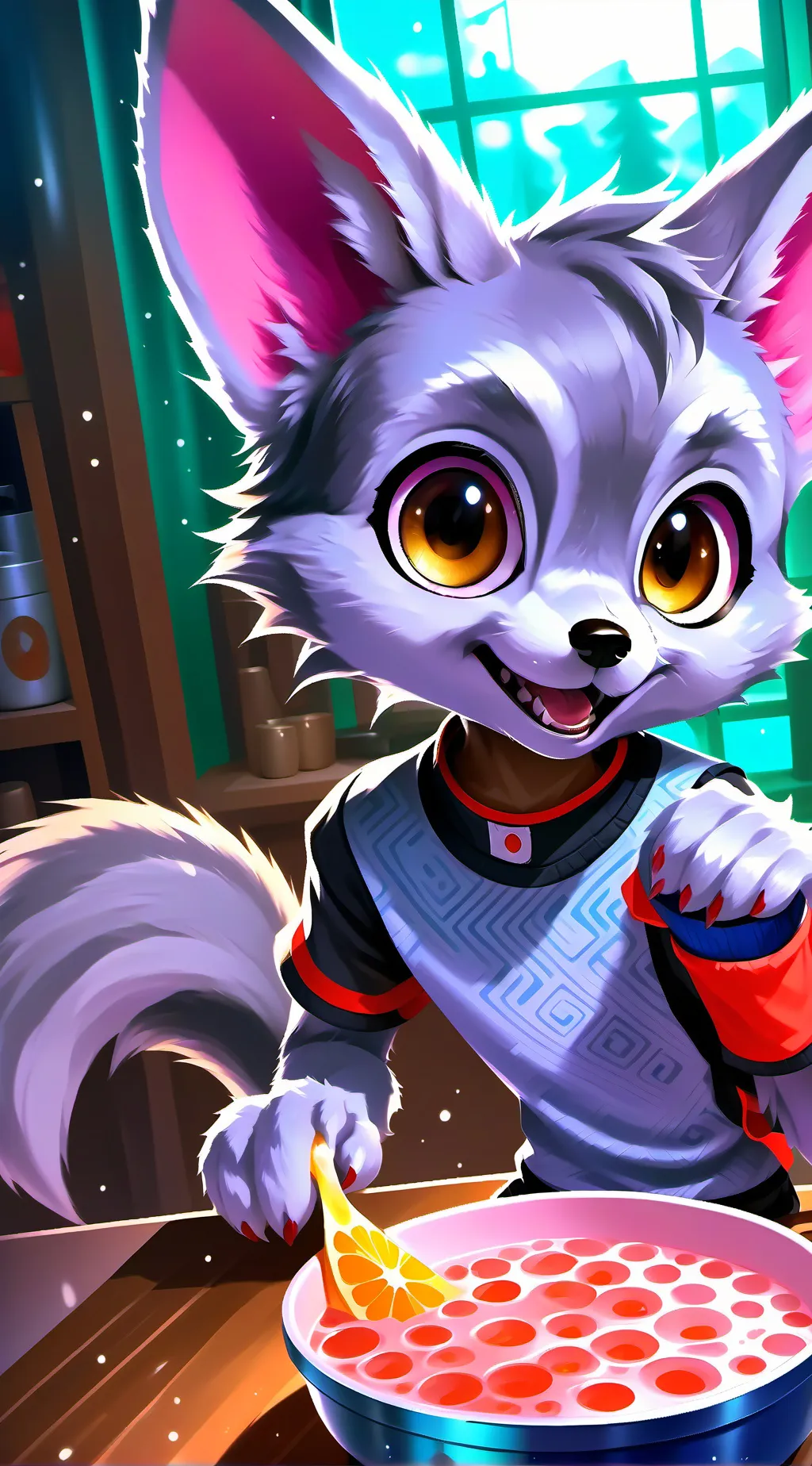 ai character: Grayish Furibelle background