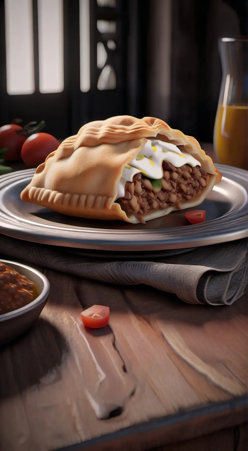 ai character: empanada  background