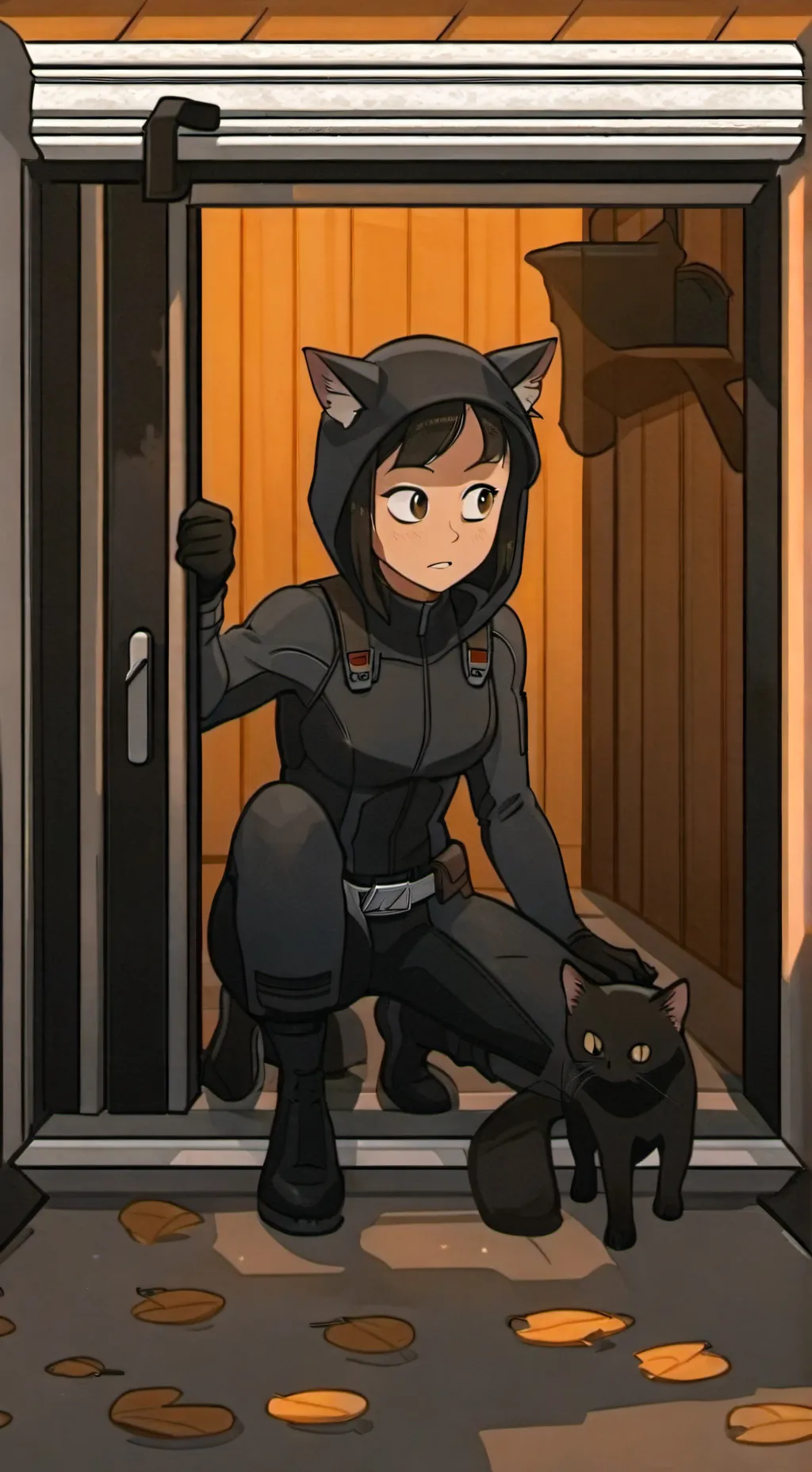ai character: Black cat robber background