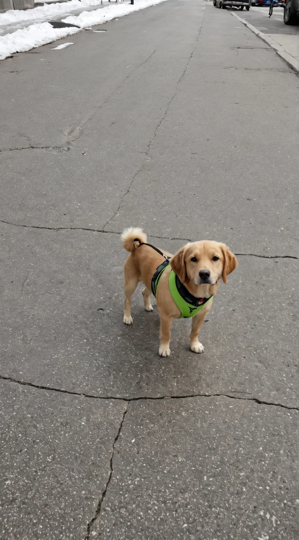 ai character: homeless  dog  background