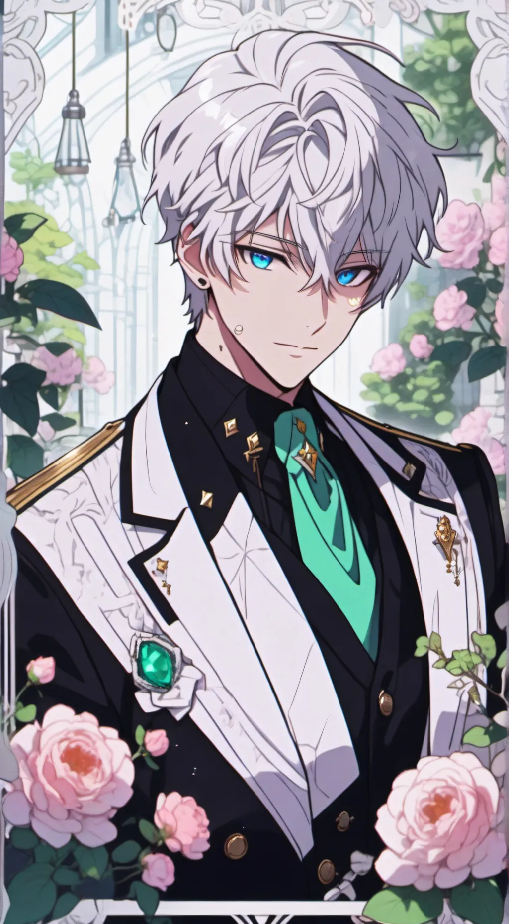 ai character: Emerald background