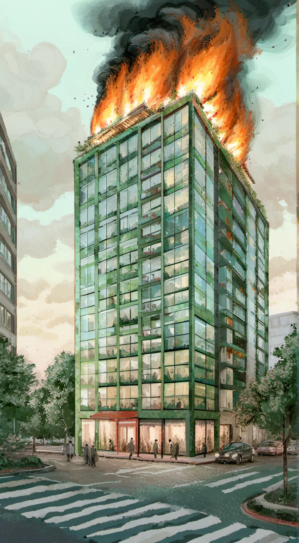 ai character: mha on fire background