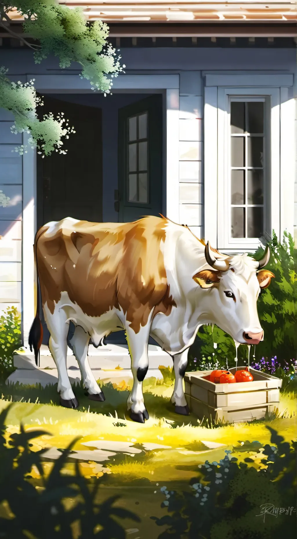 ai character: Cow background