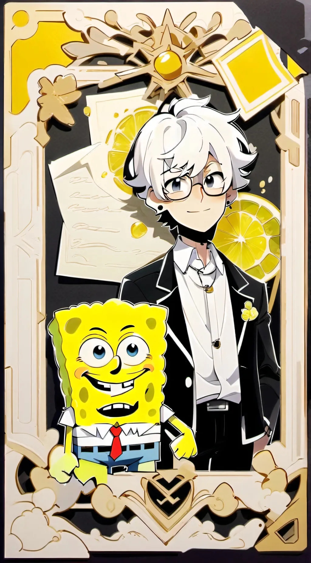 ai character: SpongeBob  background