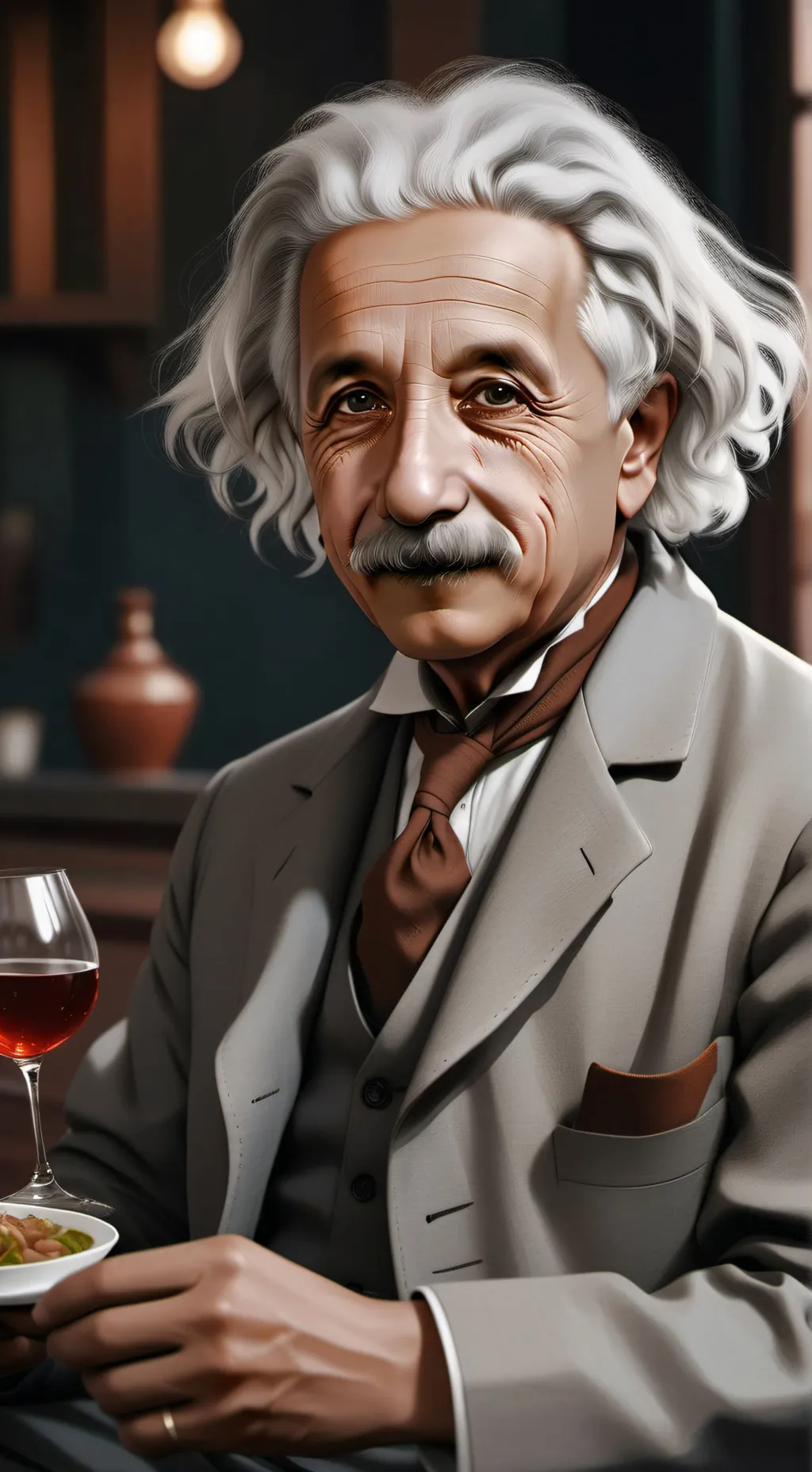 ai character: albert Einstein  background