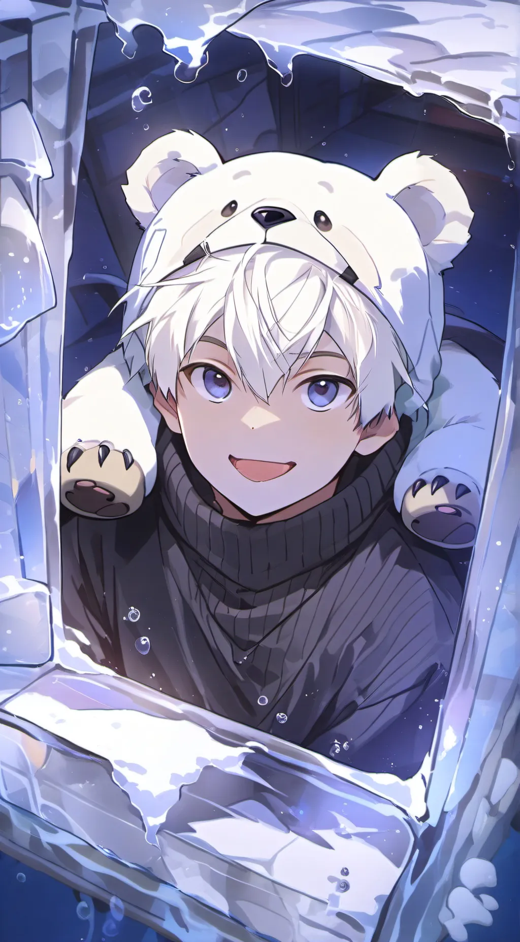 ai character: Snowball the Polar Cat Furry background