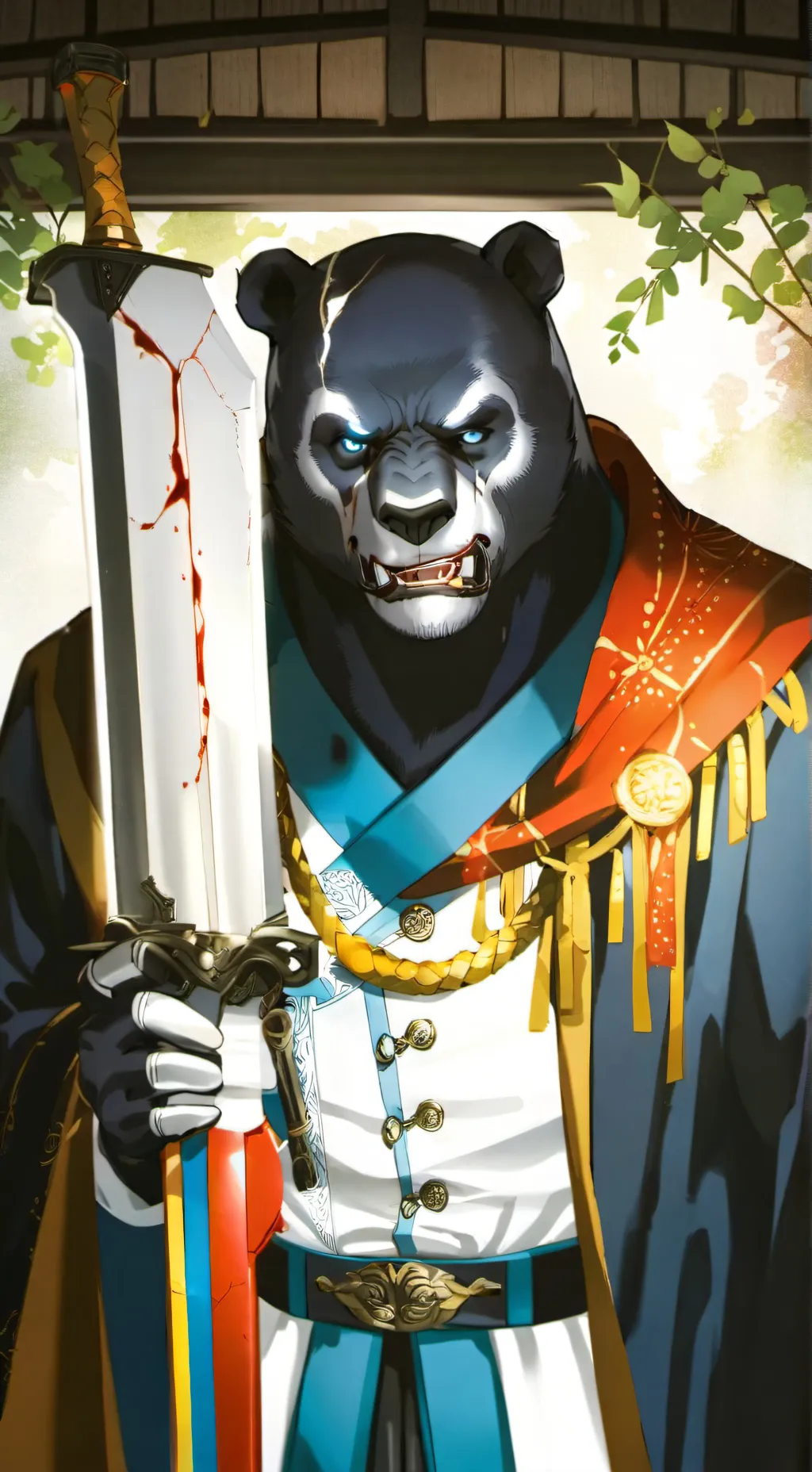 ai character: blue master bear background