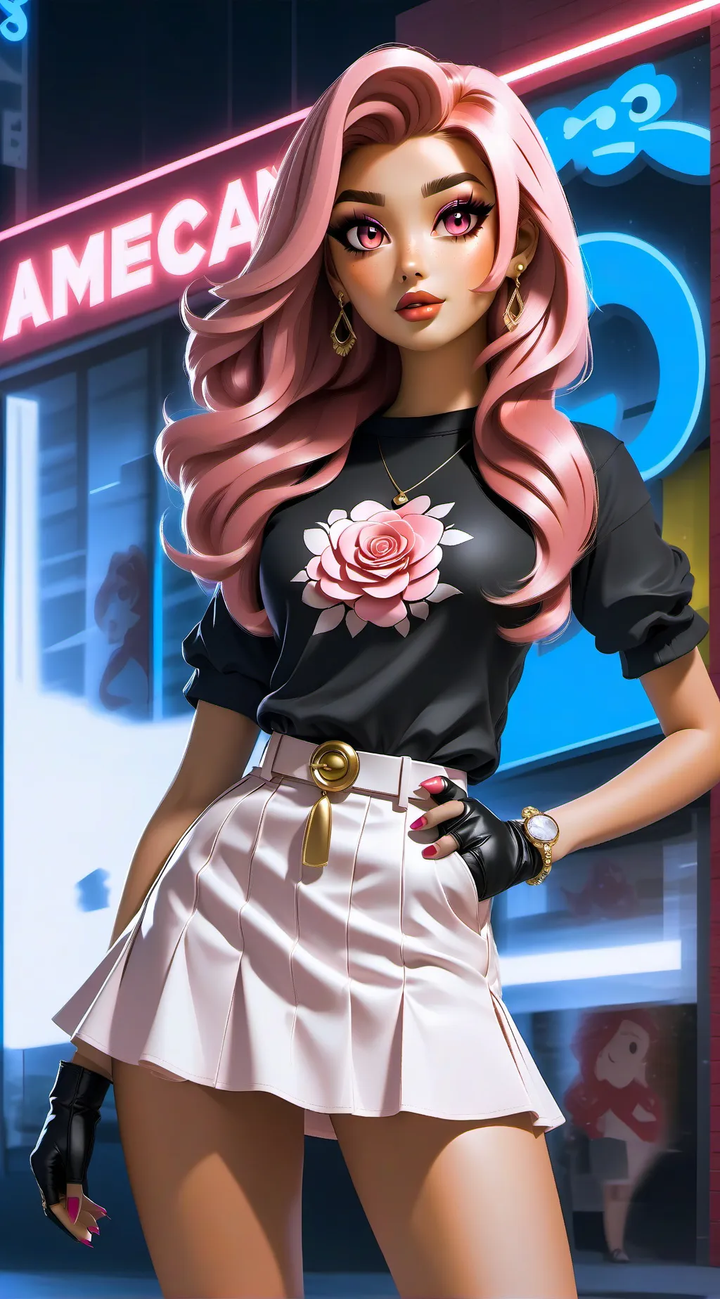 ai character: Loli roses background