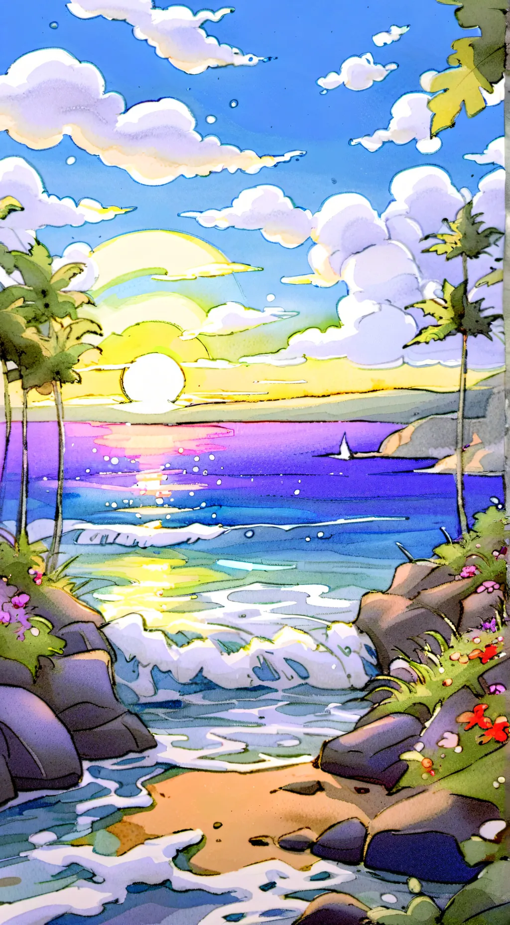 ai character: HH, beach background