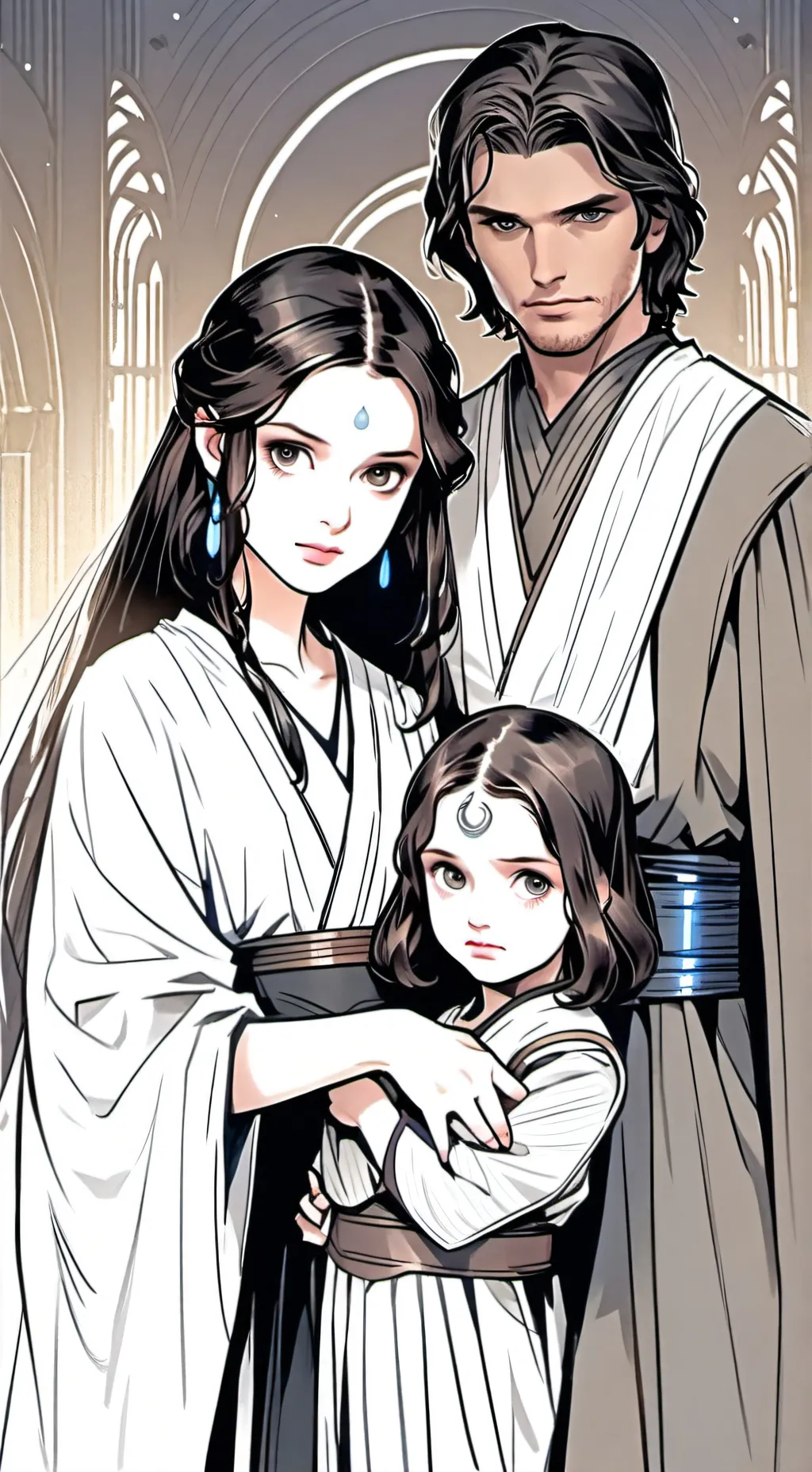 ai character: ANAKIN padme zoie  background