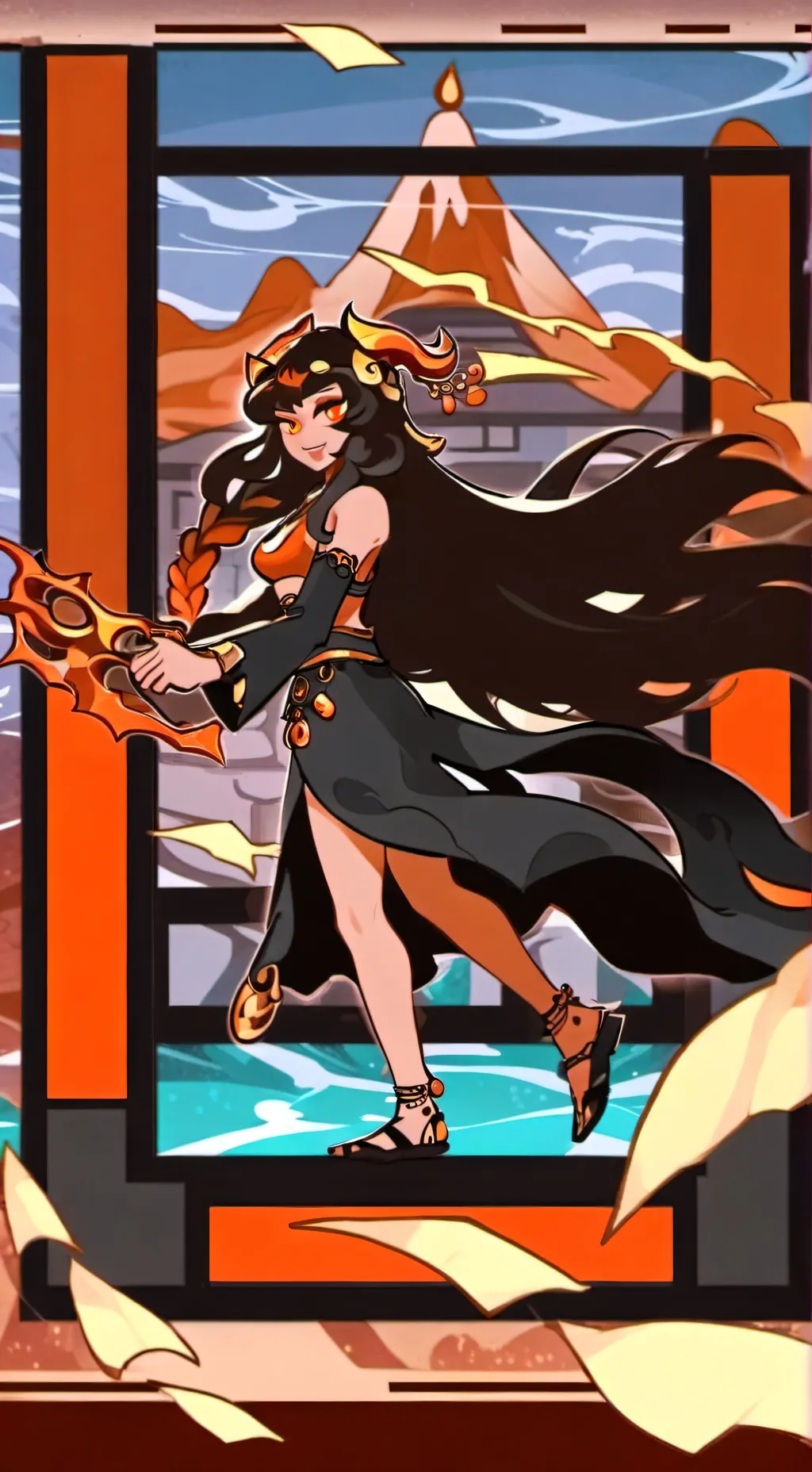 ai character: golden spice background