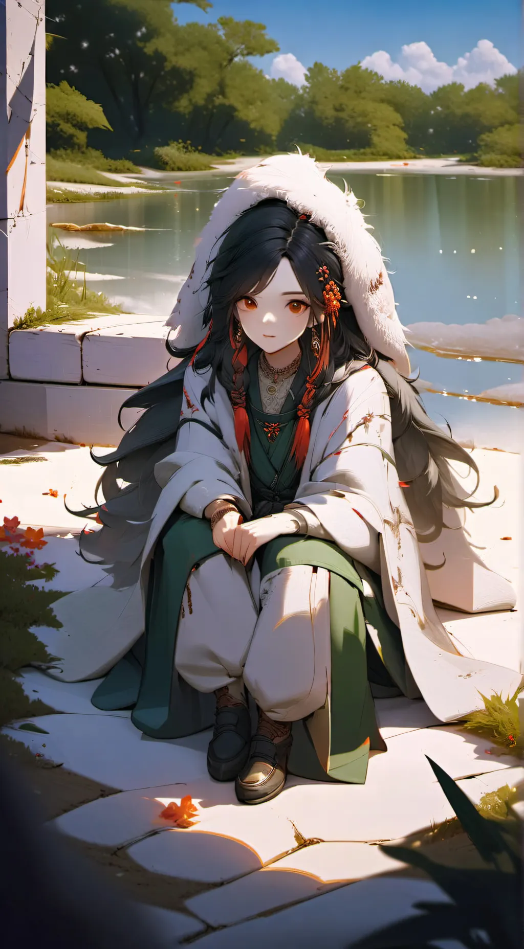 ai character: wolf girl  background