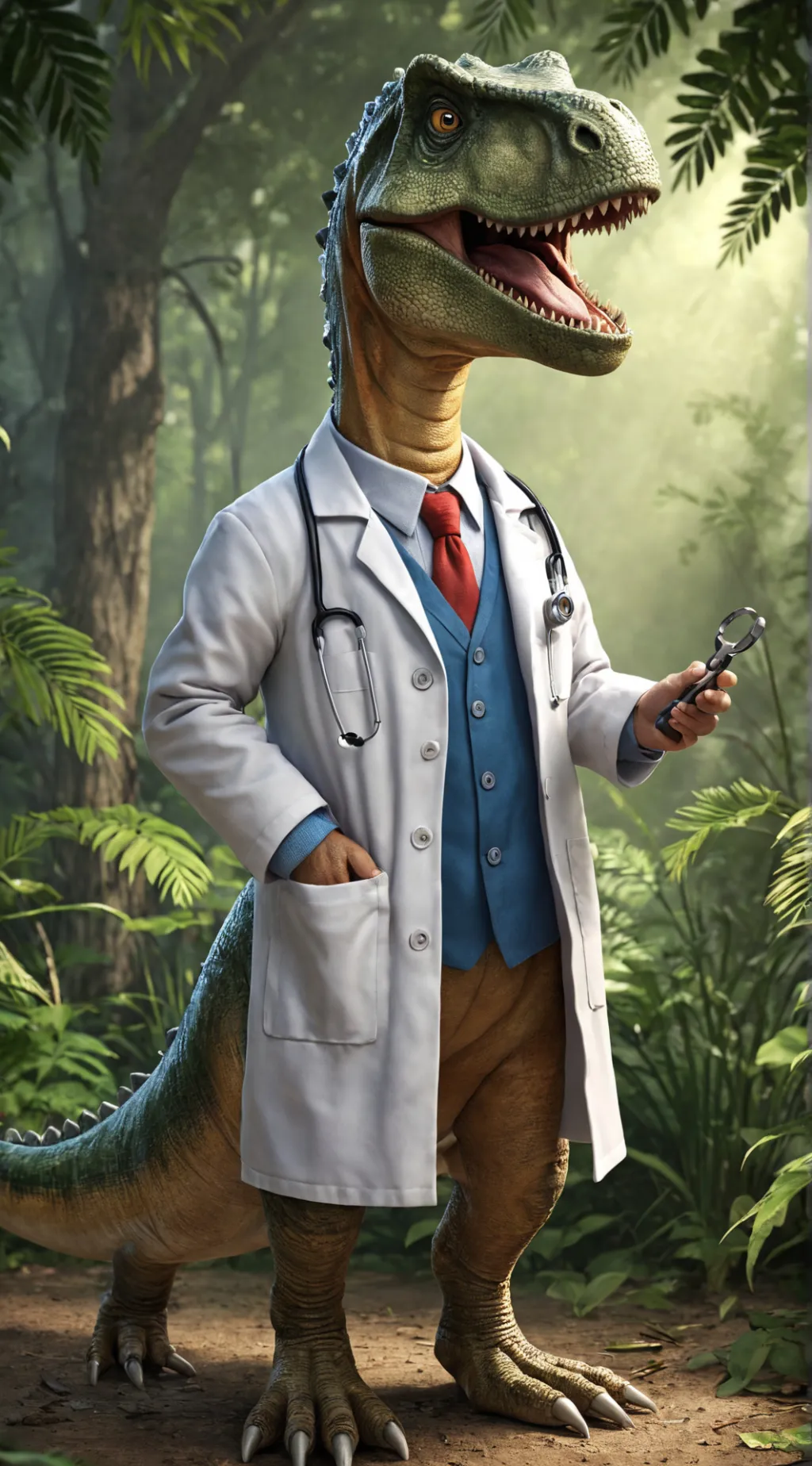 ai character: Dinosaurio doctor background
