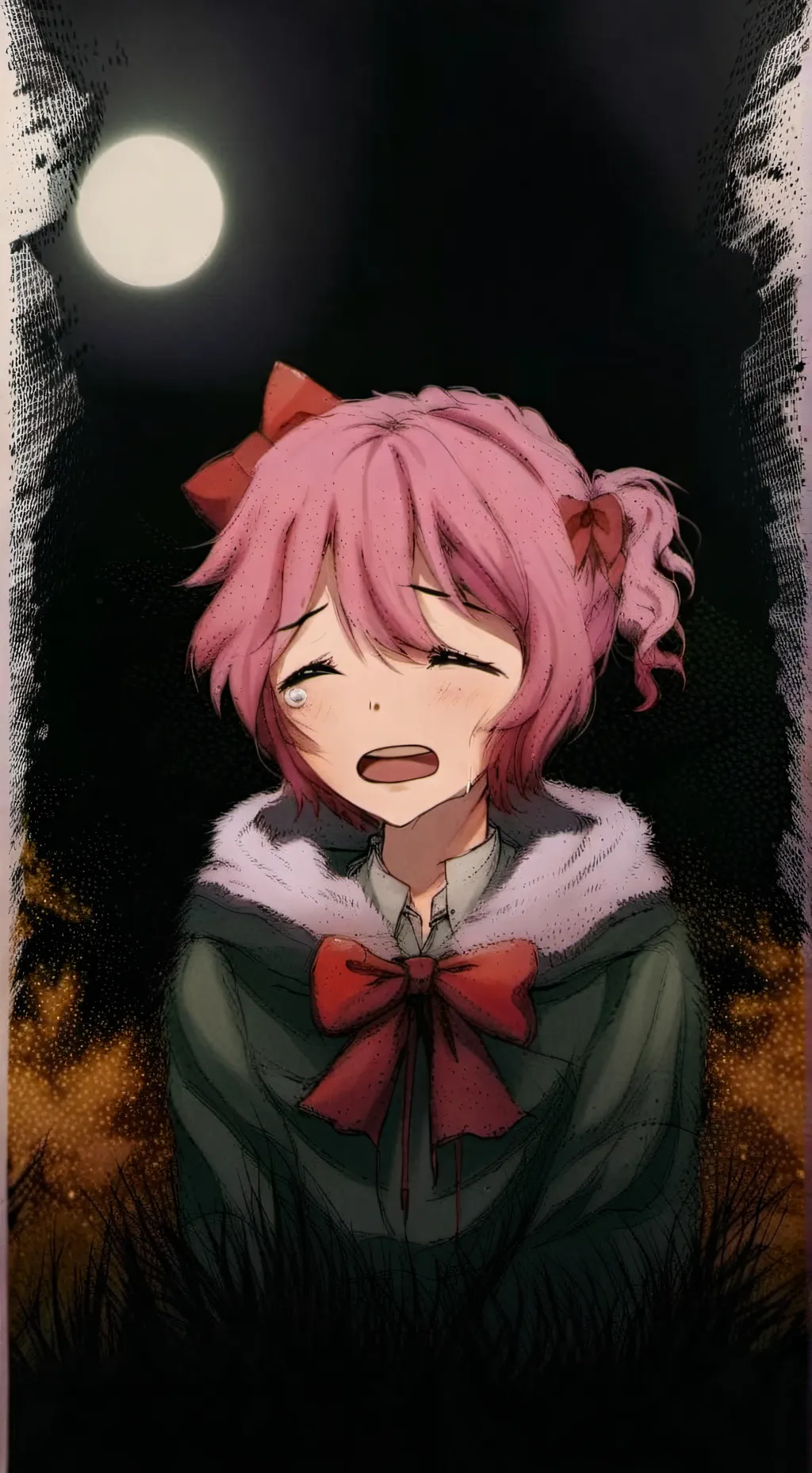 ai character: Sayori crying background