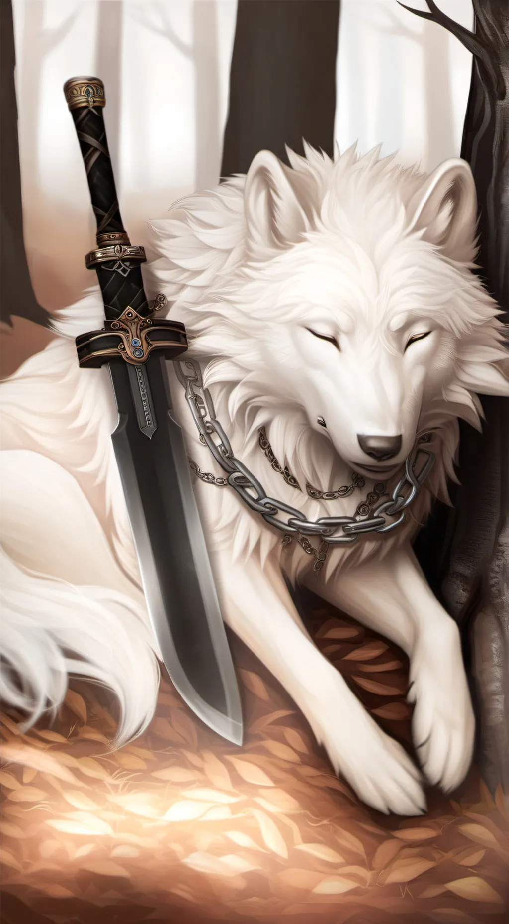 ai character: Three blackdirewol background