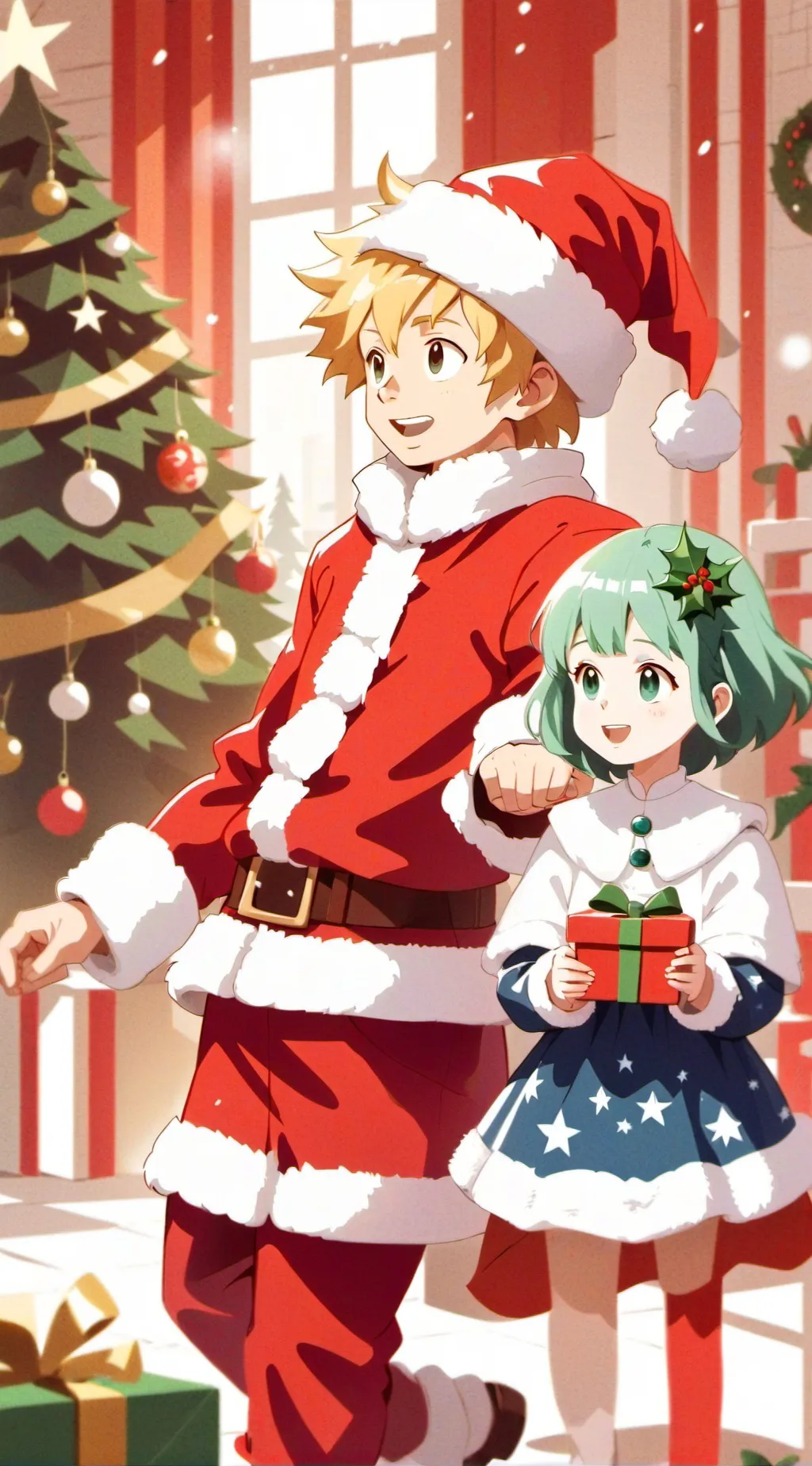 ai character: mha christmas  background