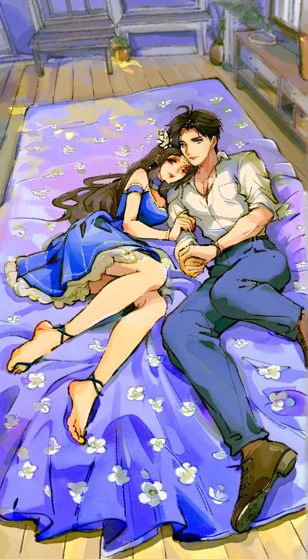ai character: sleep over background