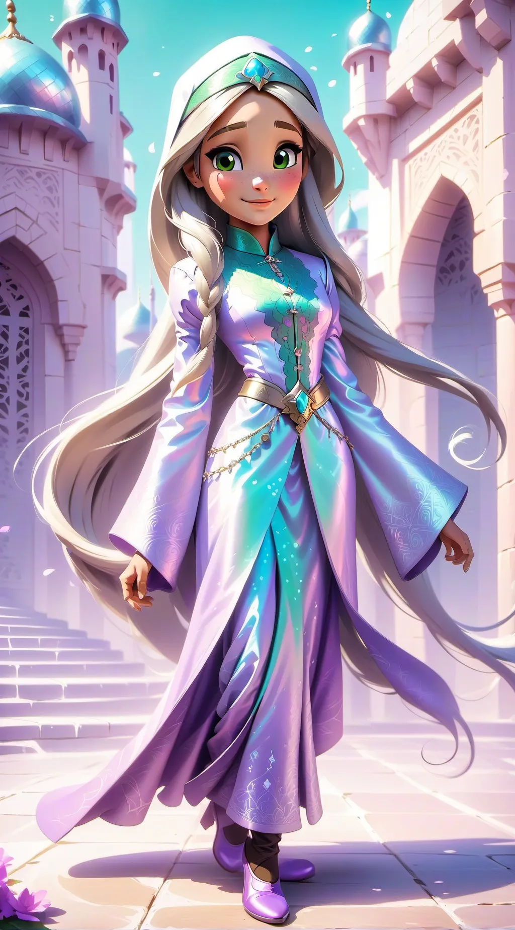 ai character: Rapunzel as a Musl background