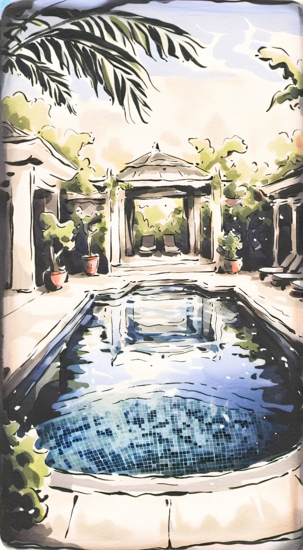 ai character: Upms pool party background
