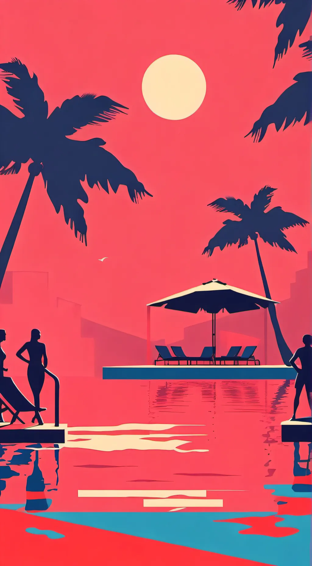 ai character: BL pool party background
