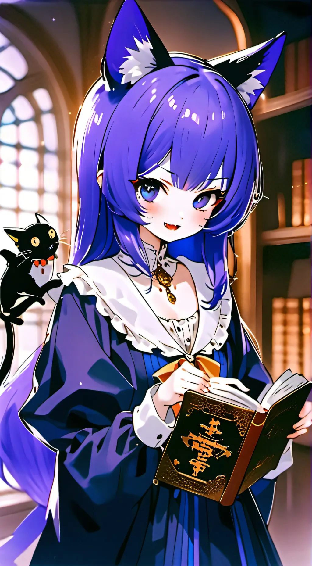 ai character: Purpy the Vampire Cat Spirit background