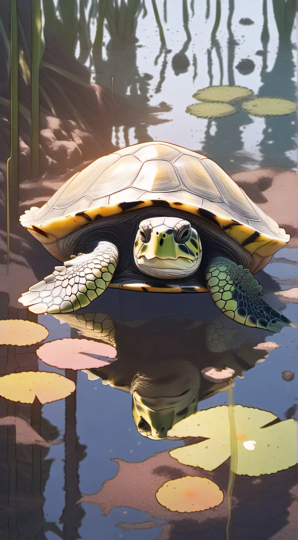 ai character: cute little turtle background
