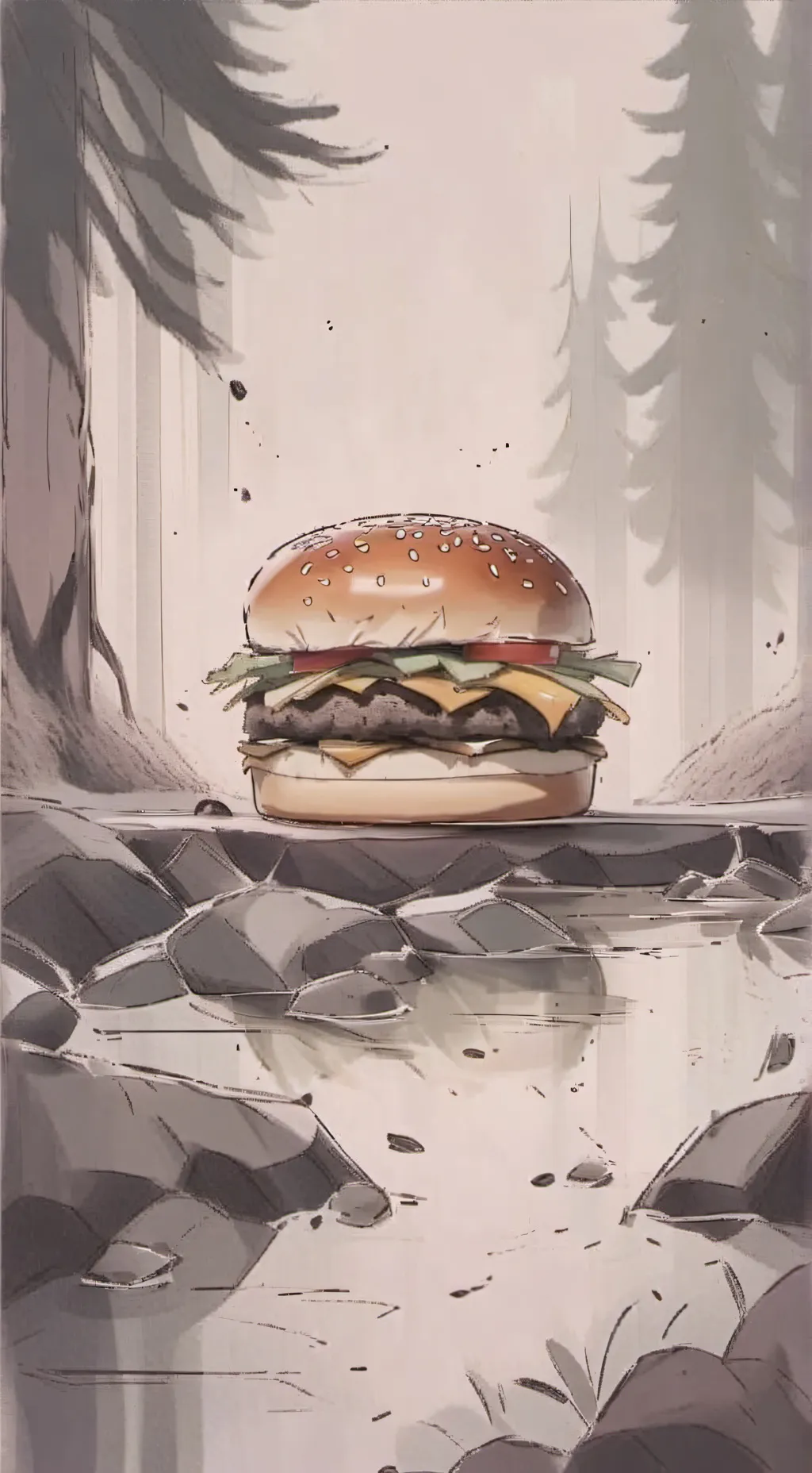 ai character: Cheeseburger  background