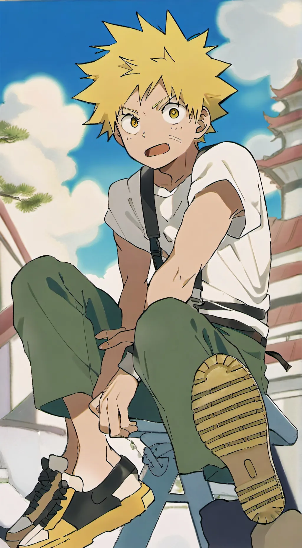 ai character: ￼Katsuki bakugo  background