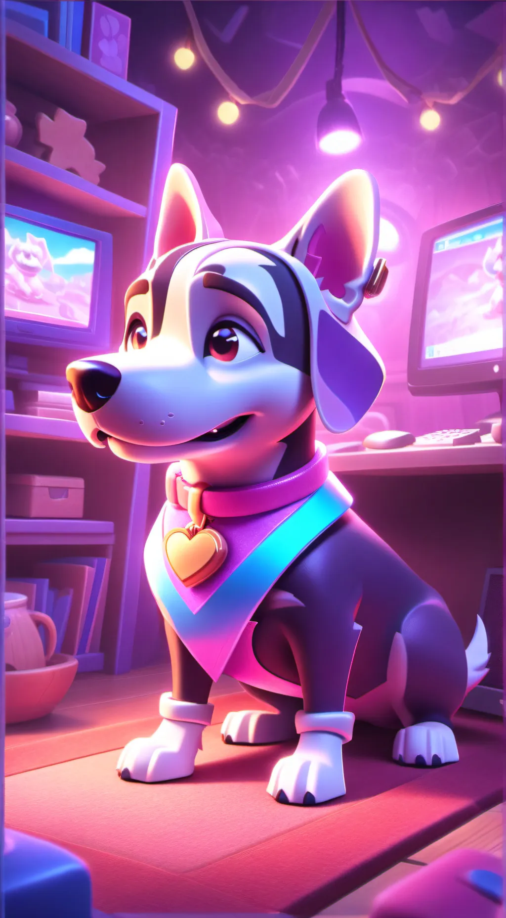 ai character: Mrs. Doggie  background