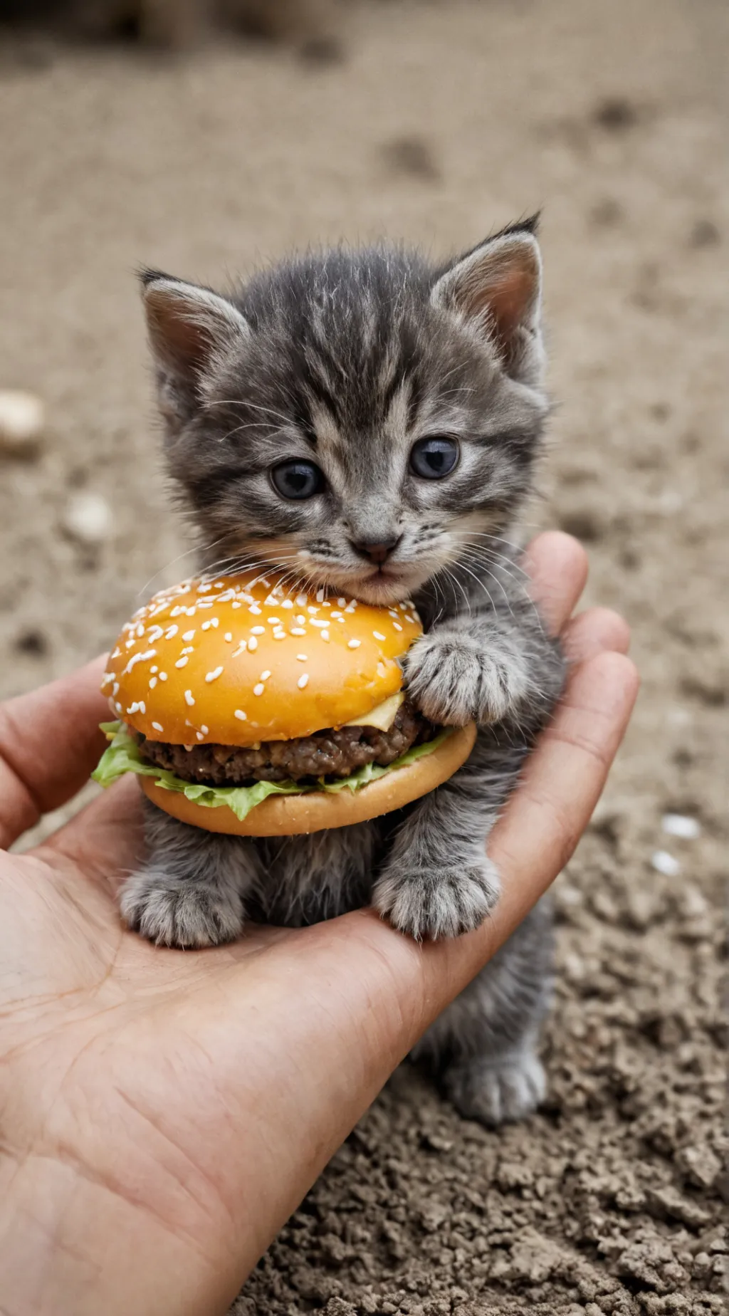 ai character: CHEESE BURGER CAT! background