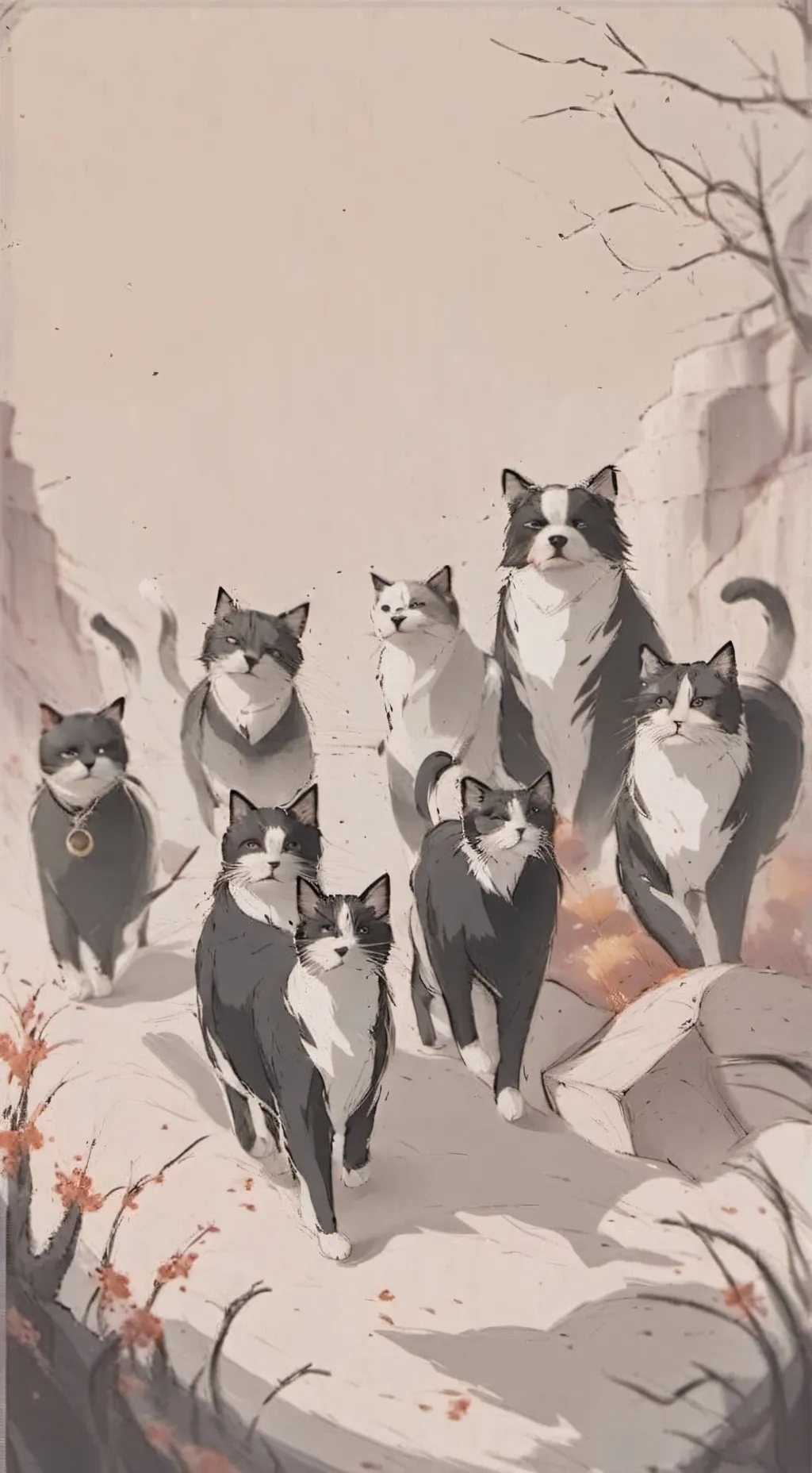 ai character: Cat group background