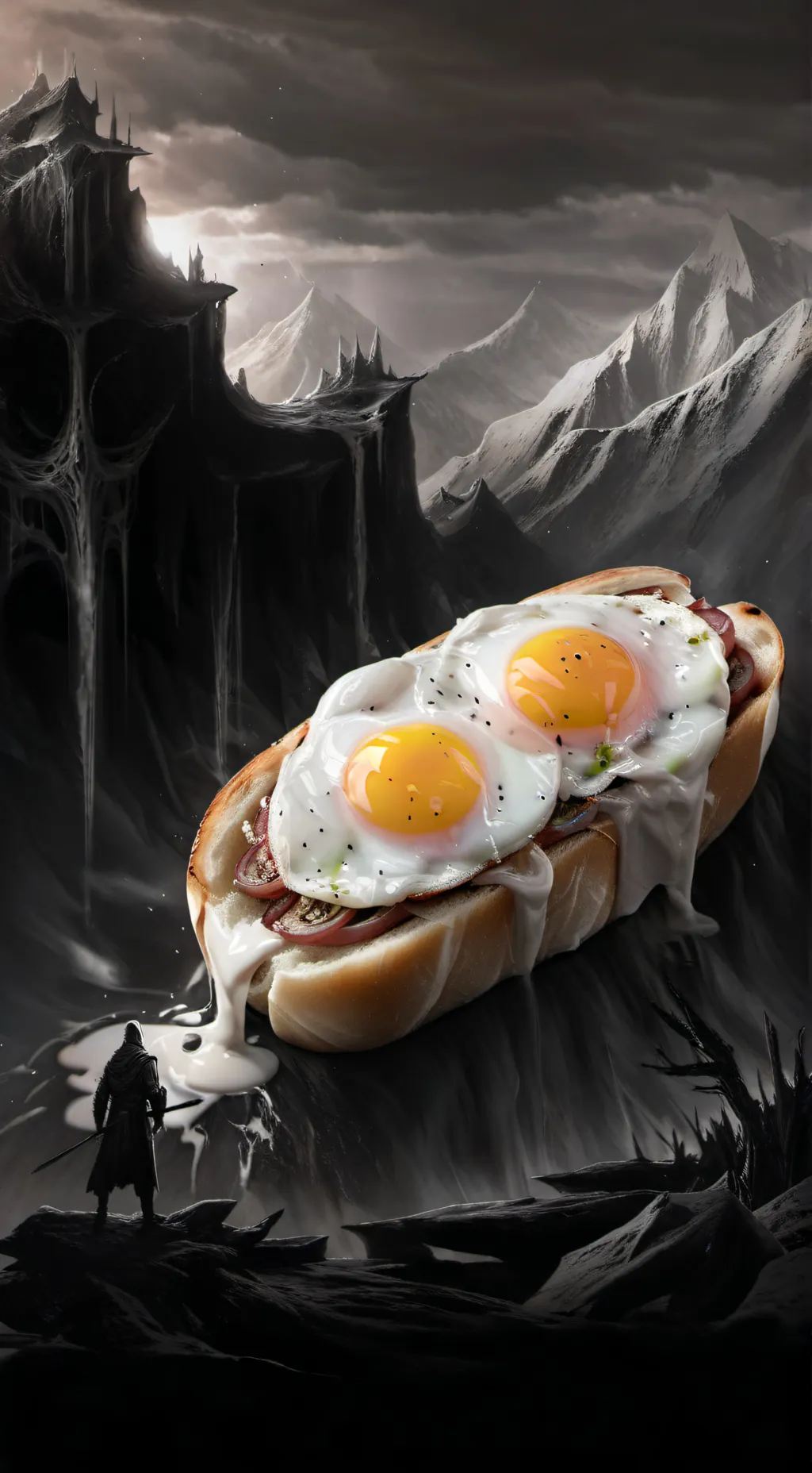 ai character: Pan con huevo background