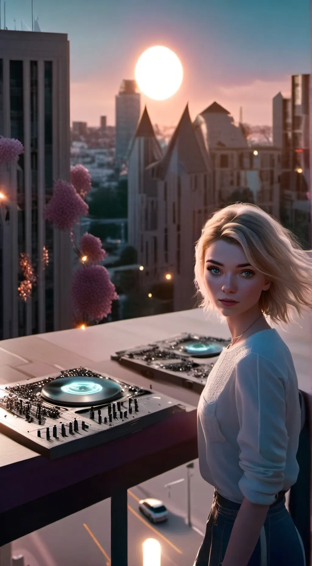 ai character: dj girl background