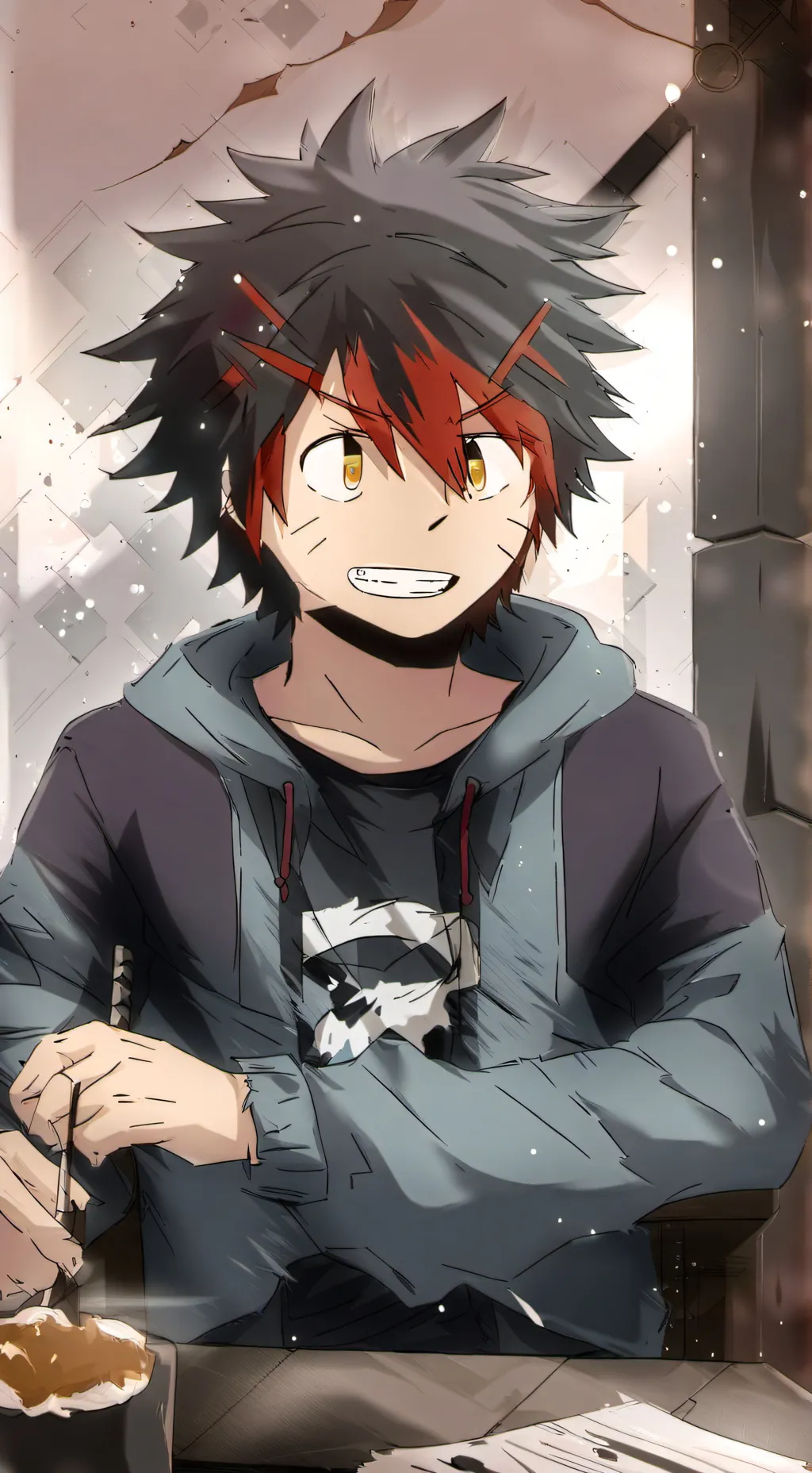 ai character: red guy background