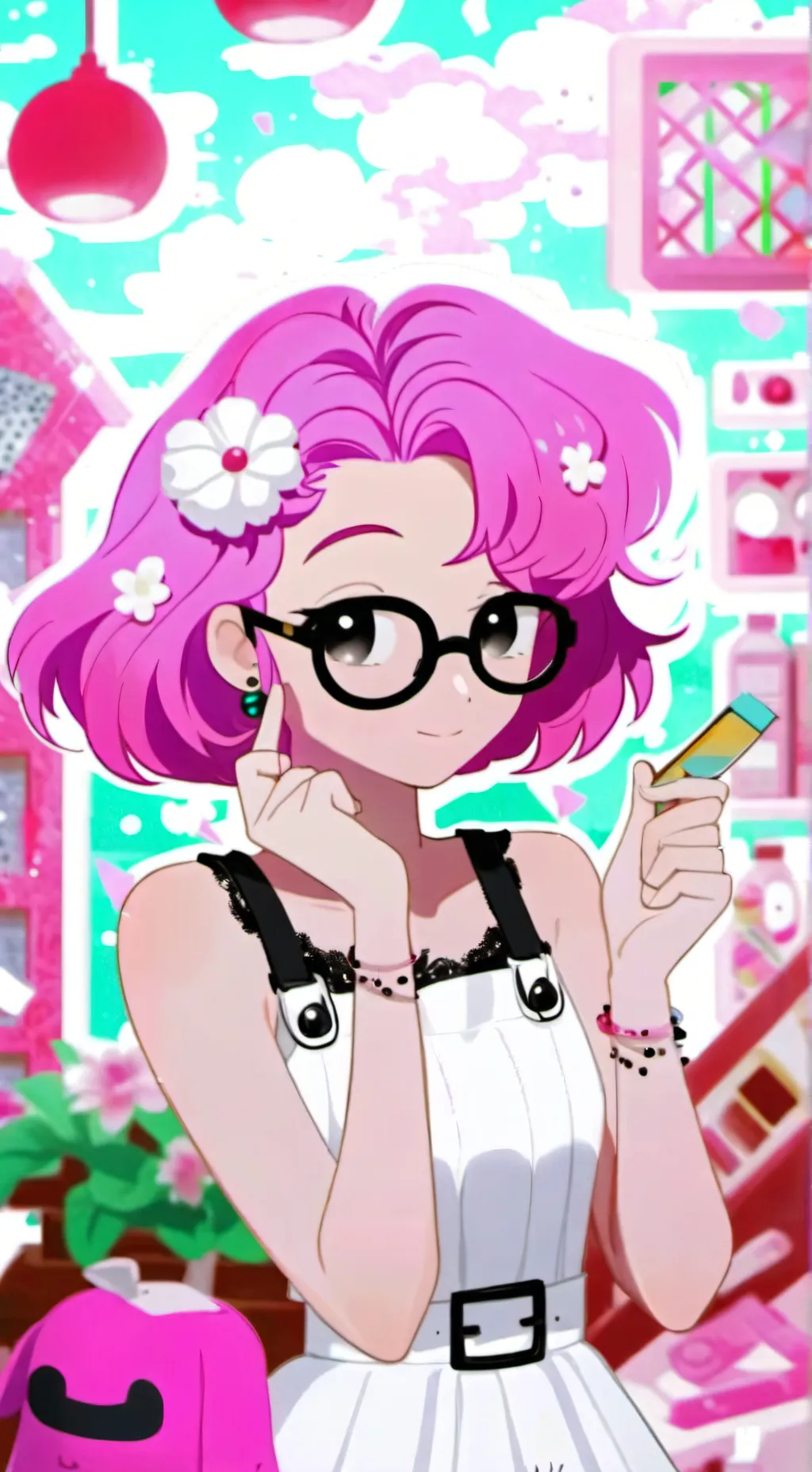 ai character: Pinki  x chese=🫶🏻 background