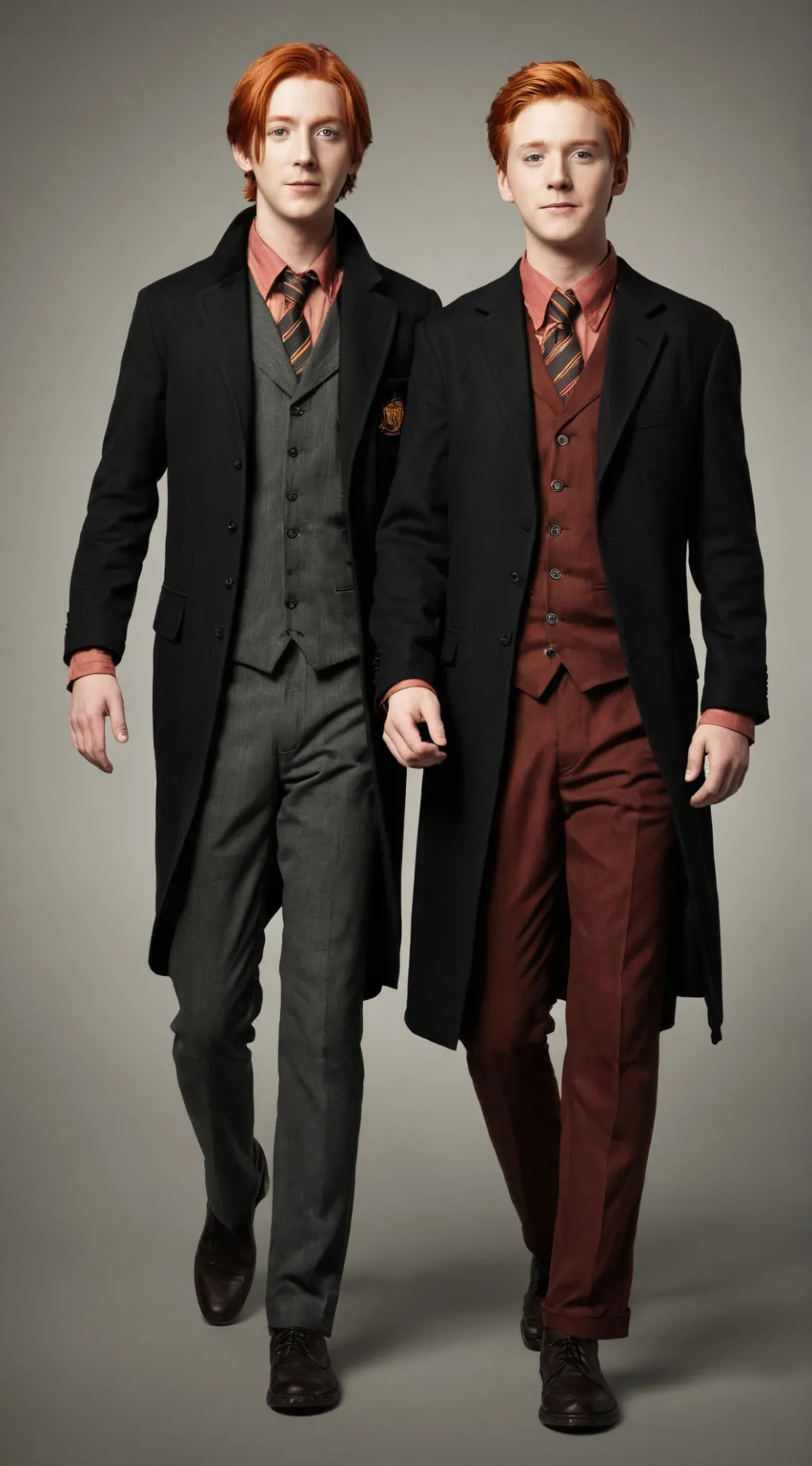ai character: Fred and George  background