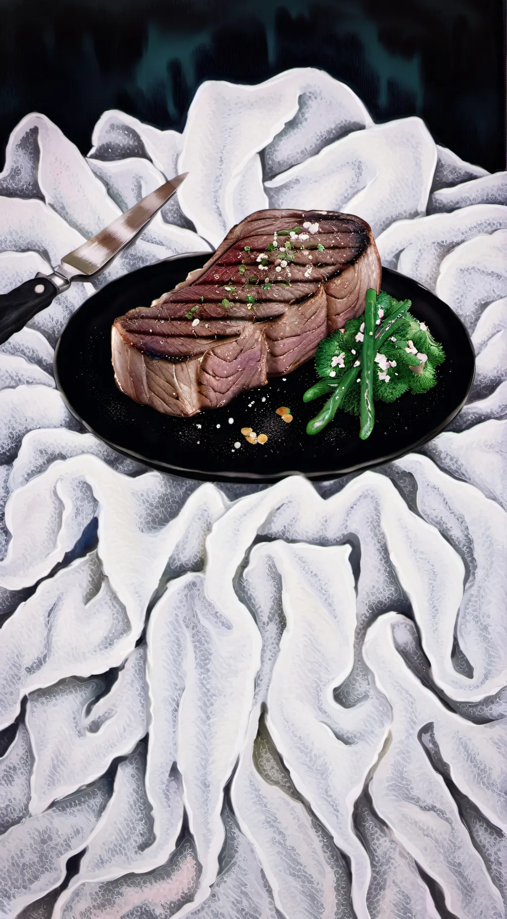 ai character: steak background
