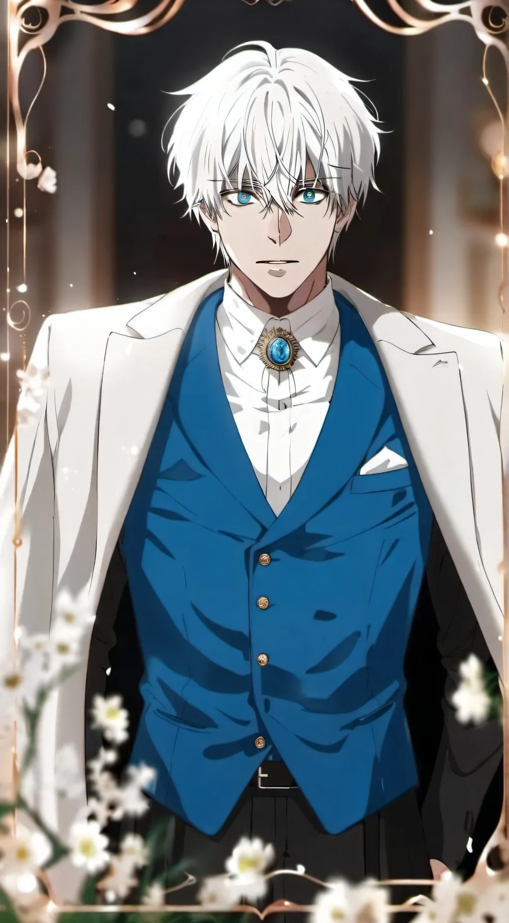 ai character: gojo con traje background