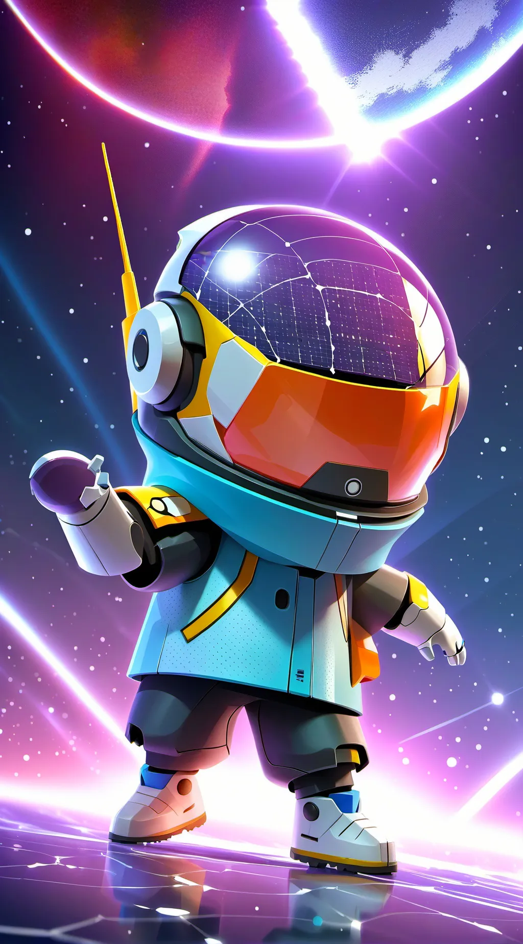 ai character: sistema solar background